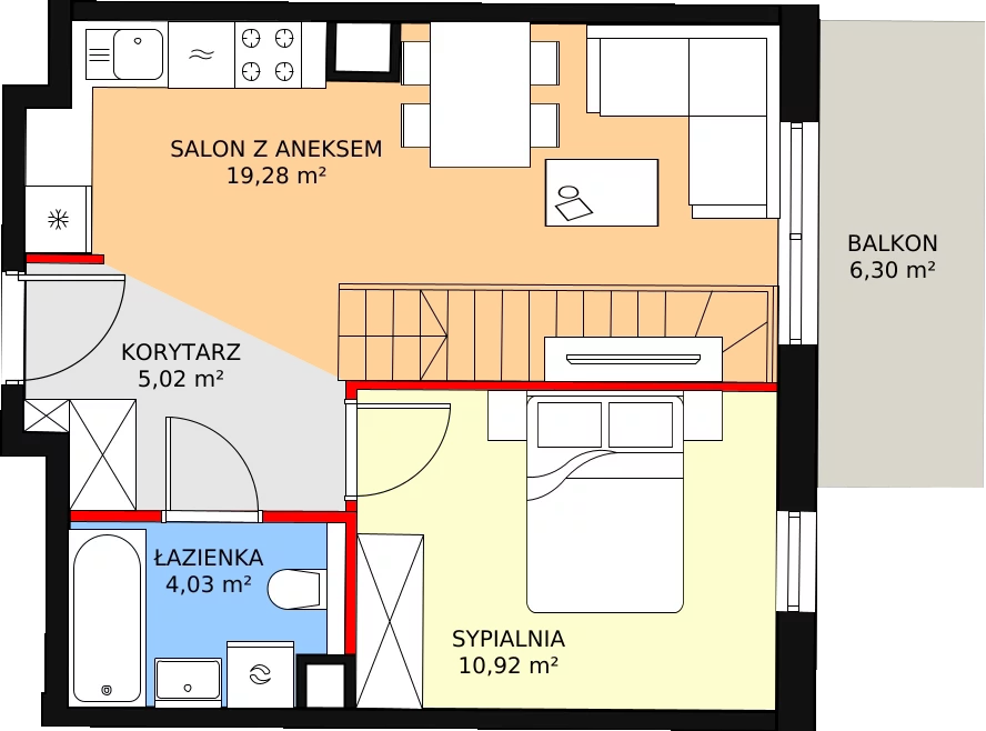 3 pokoje, mieszkanie 69,08 m², piętro 4, oferta nr C2.C4.06, JA_SIELSKA etap III, Poznań, Podolany, Podolany, ul. Jasielska