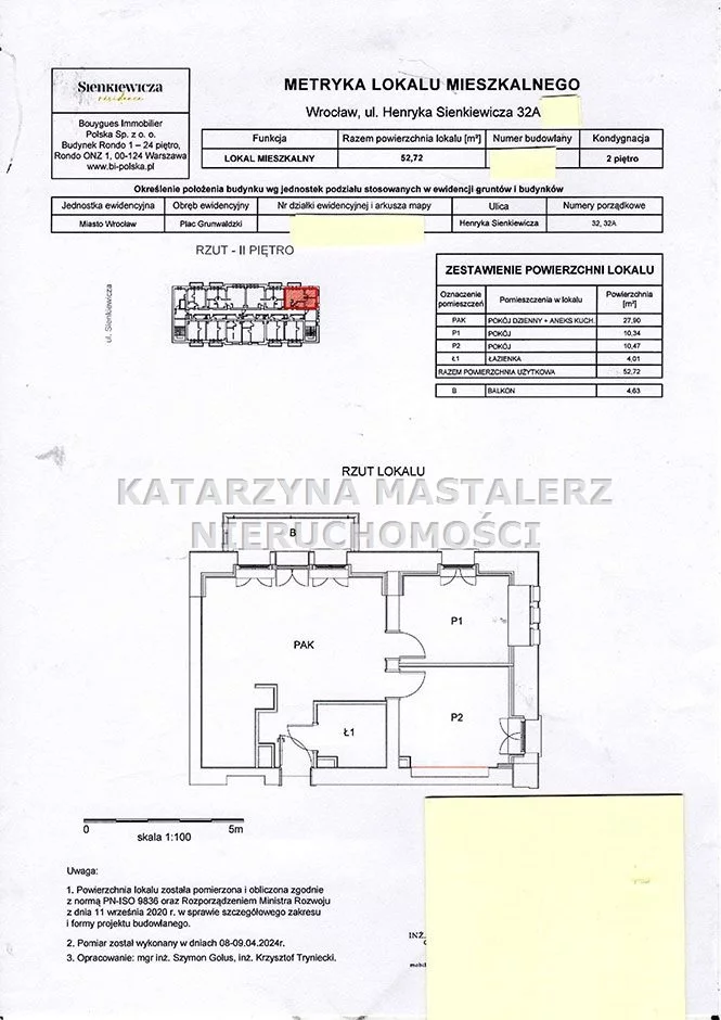 3 pokoje, mieszkanie 52,72 m², piętro 2, oferta nr , KMA-MS-583-3, Wrocław, Biskupin-Sępolno-Dąbie-Bartoszowice, Śródmieście