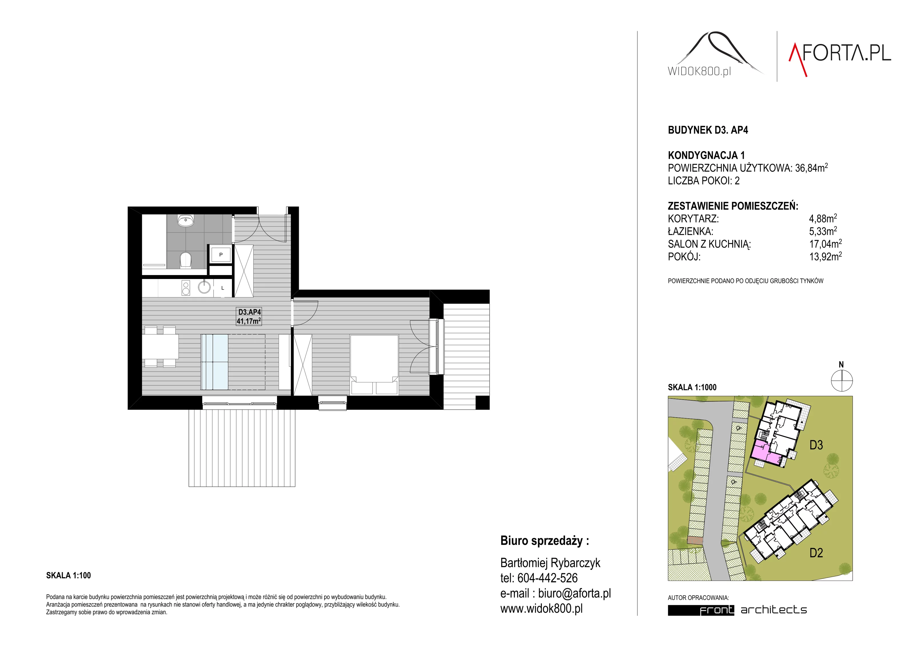 2 pokoje, apartament 36,84 m², piętro 1, oferta nr D3AP.4, Widok800, Szklarska Poręba, ul. Schroniskowa