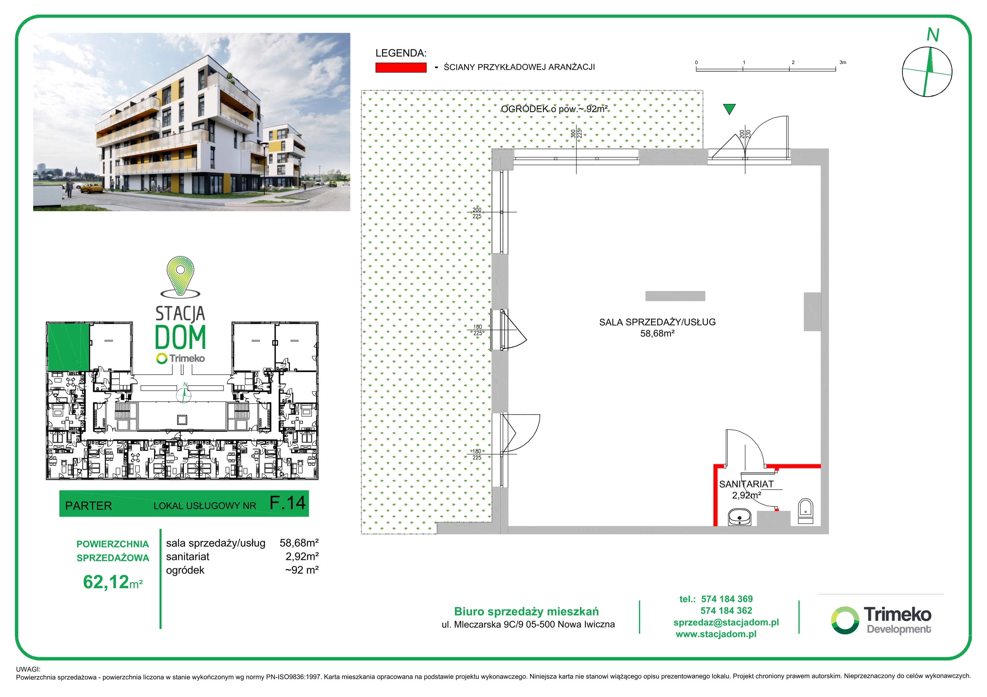 Lokal użytkowy 61,12 m², oferta nr F0.14 (I), Stacja Dom - lokale użytkowe, Nowa Iwiczna, ul. Mleczarska 9F