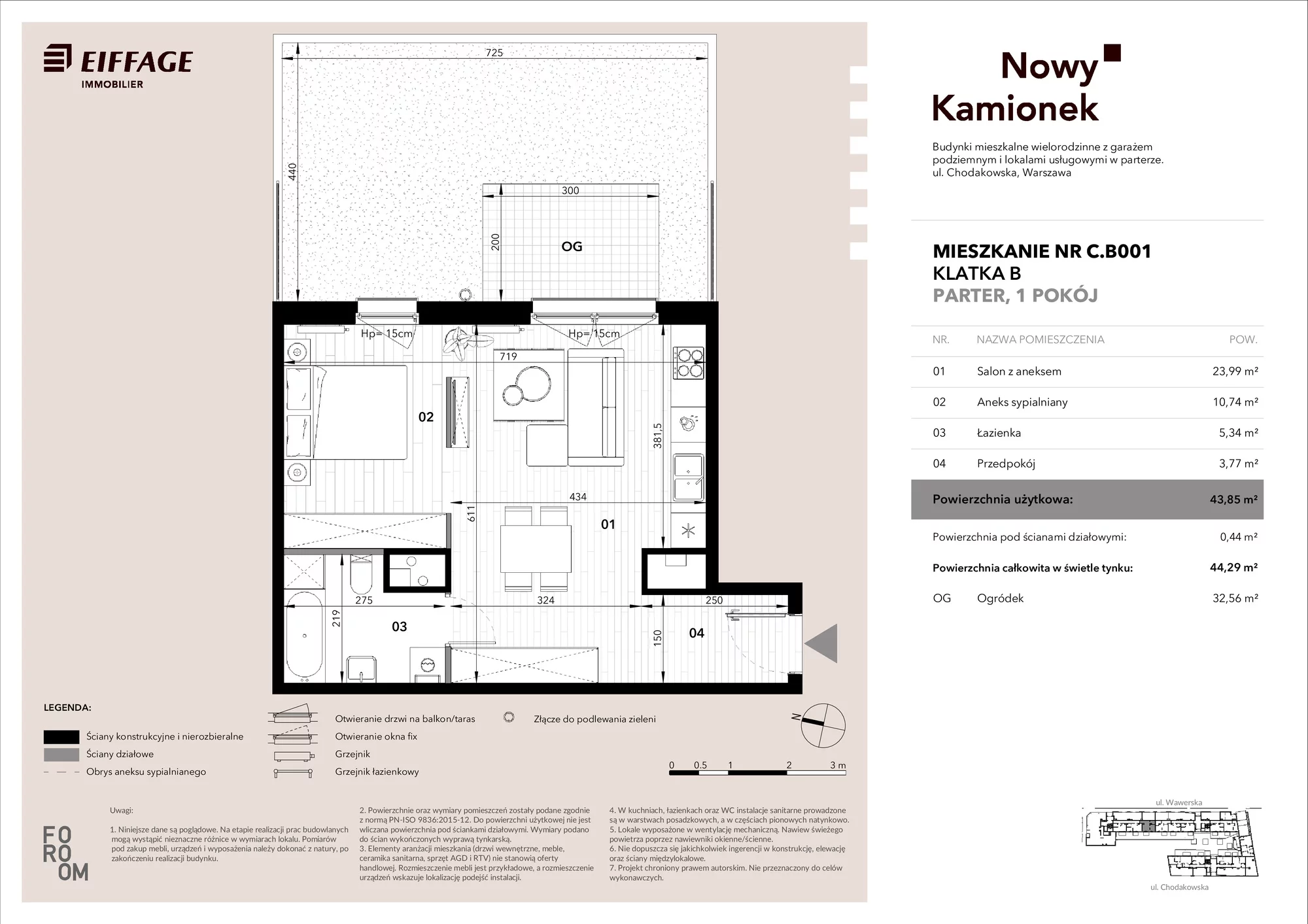 Mieszkanie 43,85 m², parter, oferta nr C.B001, Nowy Kamionek, Warszawa, Praga Południe, Kamionek, ul. Chodakowska