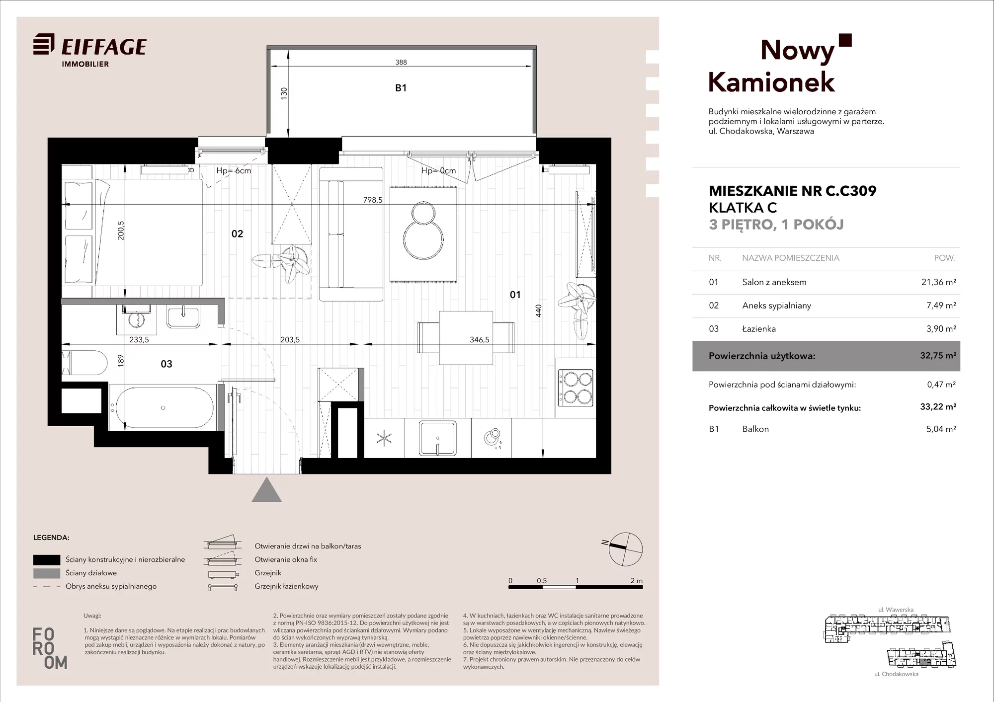 Apartament 32,75 m², piętro 3, oferta nr C.C309, Nowy Kamionek, Warszawa, Praga Południe, Kamionek, ul. Chodakowska