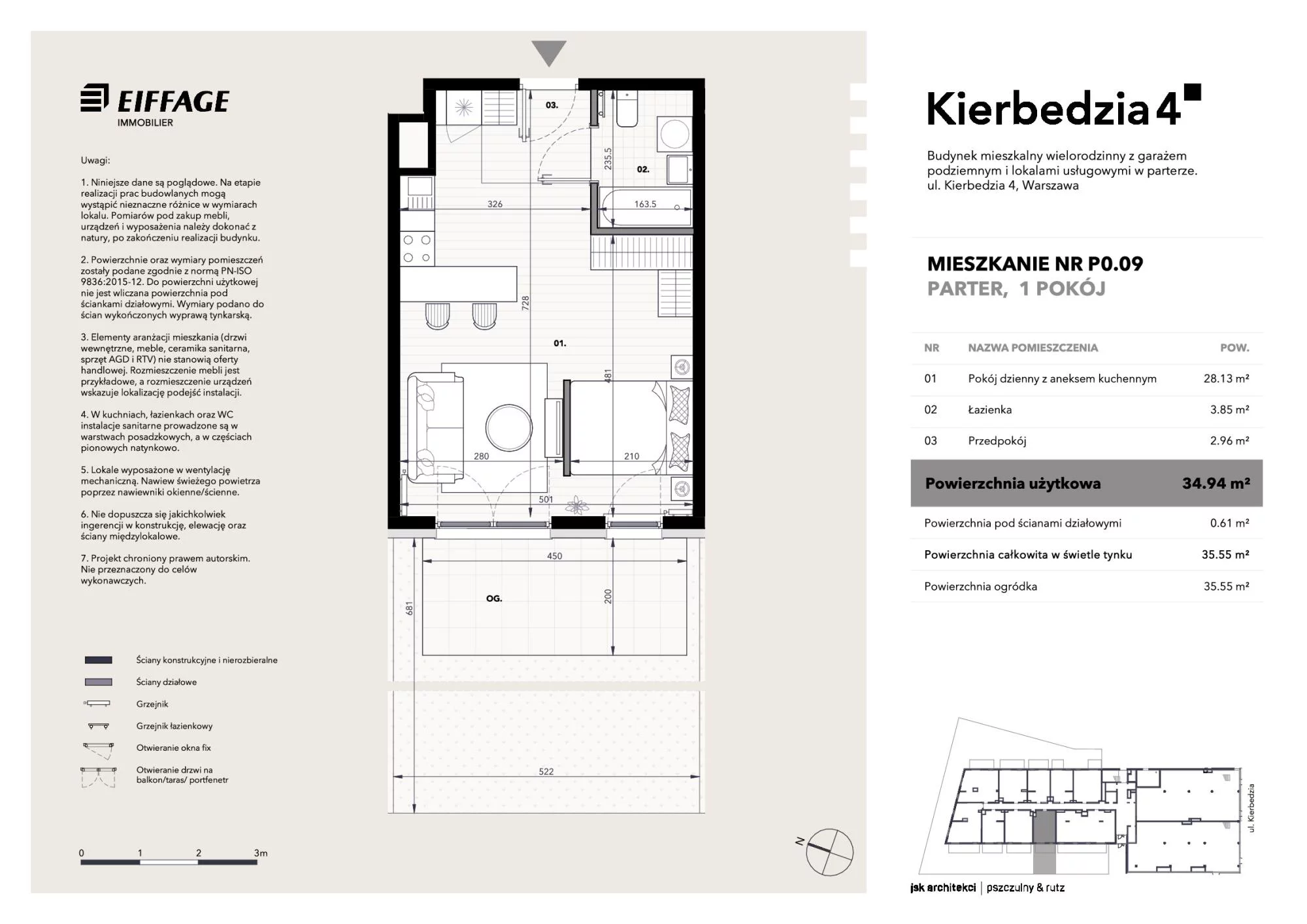 Apartament 34,94 m², parter, oferta nr P0.09, Kierbedzia 4, Warszawa, Mokotów, Sielce, ul. Kierbedzia 4