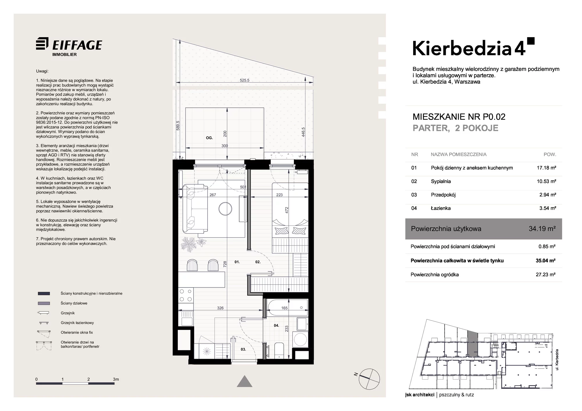 Apartament 34,19 m², parter, oferta nr P0.02, Kierbedzia 4, Warszawa, Mokotów, Sielce, ul. Kierbedzia 4