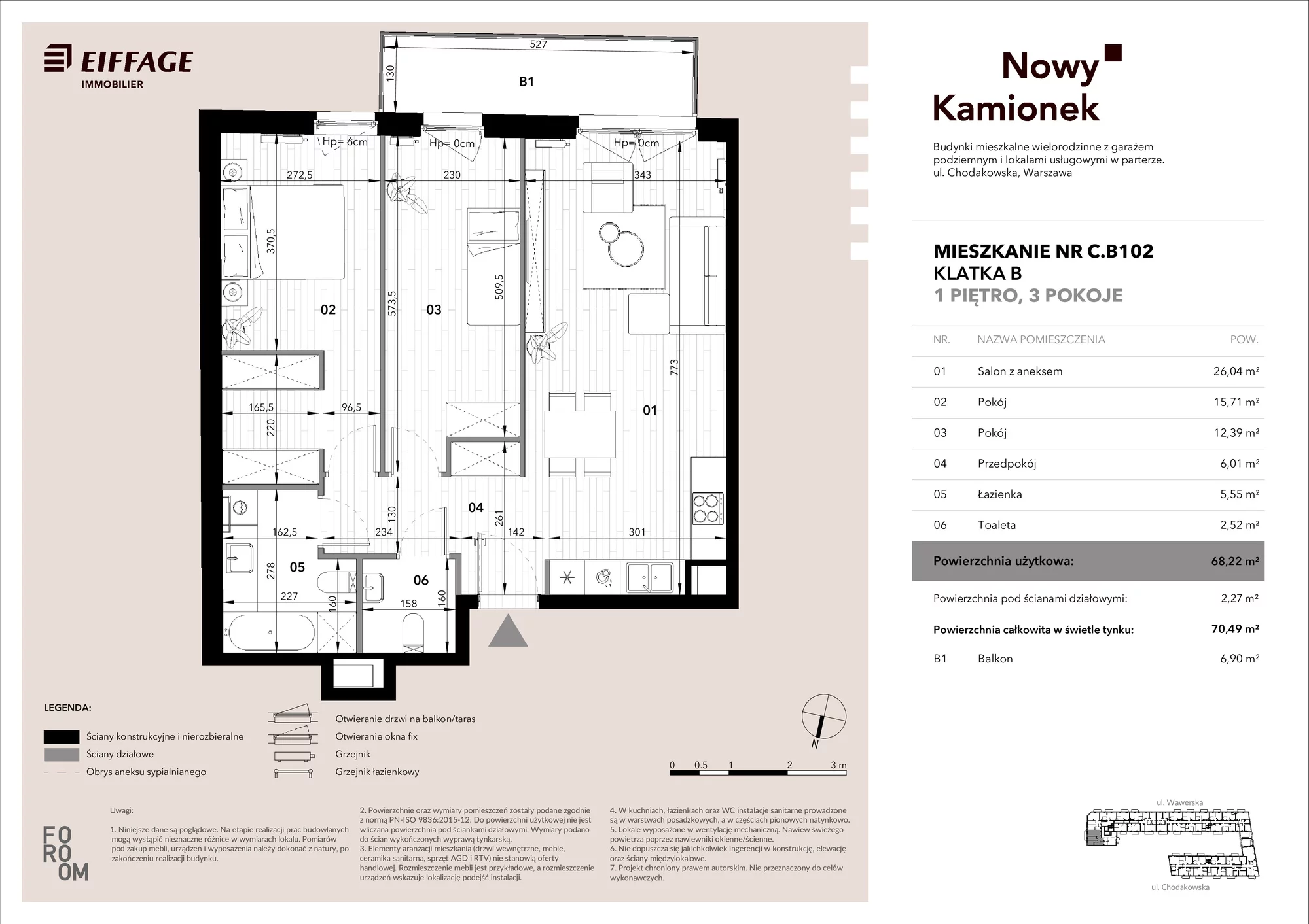 Mieszkanie 68,22 m², piętro 1, oferta nr C.B102, Nowy Kamionek, Warszawa, Praga Południe, Kamionek, ul. Chodakowska