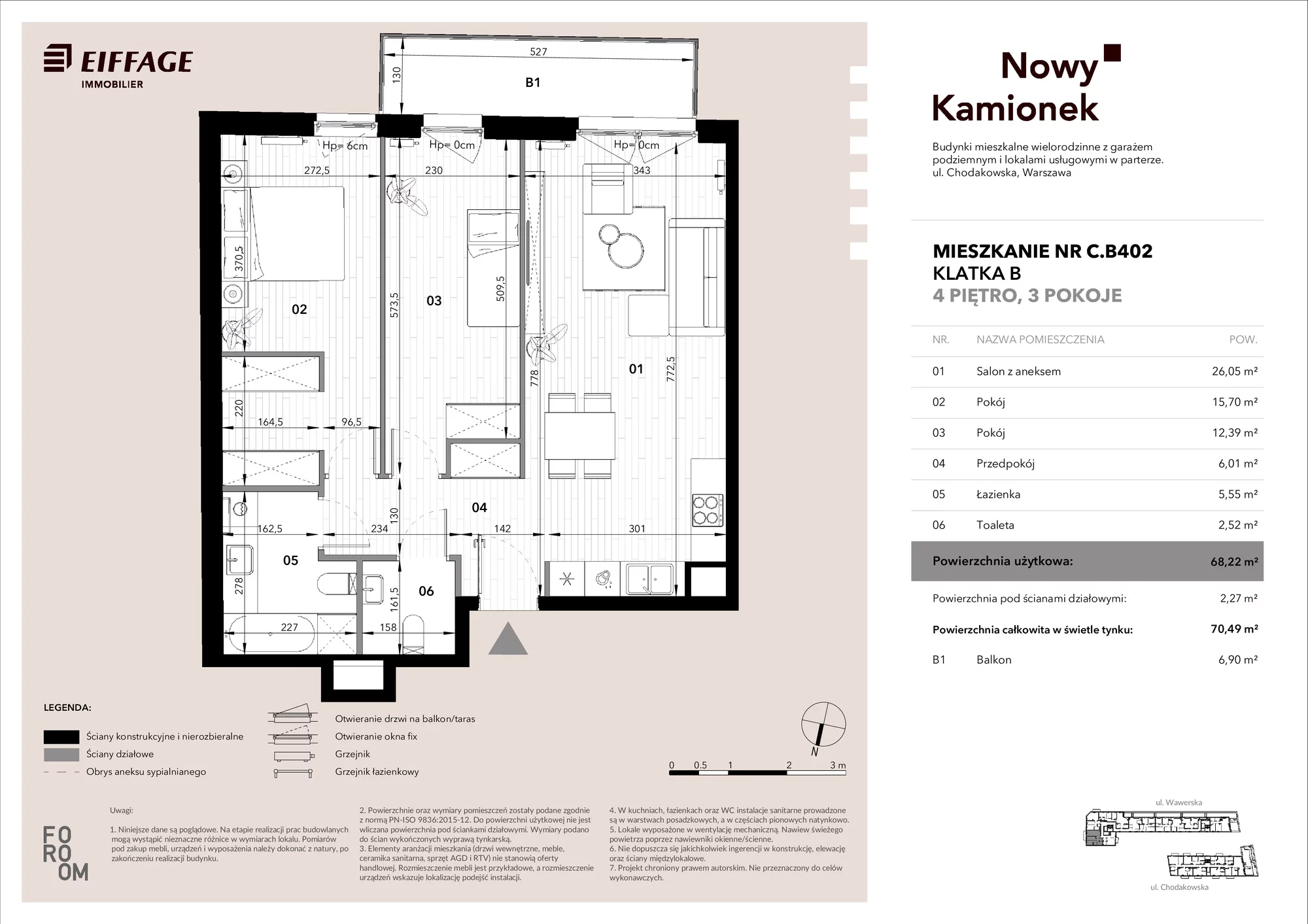 Mieszkanie 68,22 m², piętro 4, oferta nr C.B402, Nowy Kamionek, Warszawa, Praga Południe, Kamionek, ul. Chodakowska