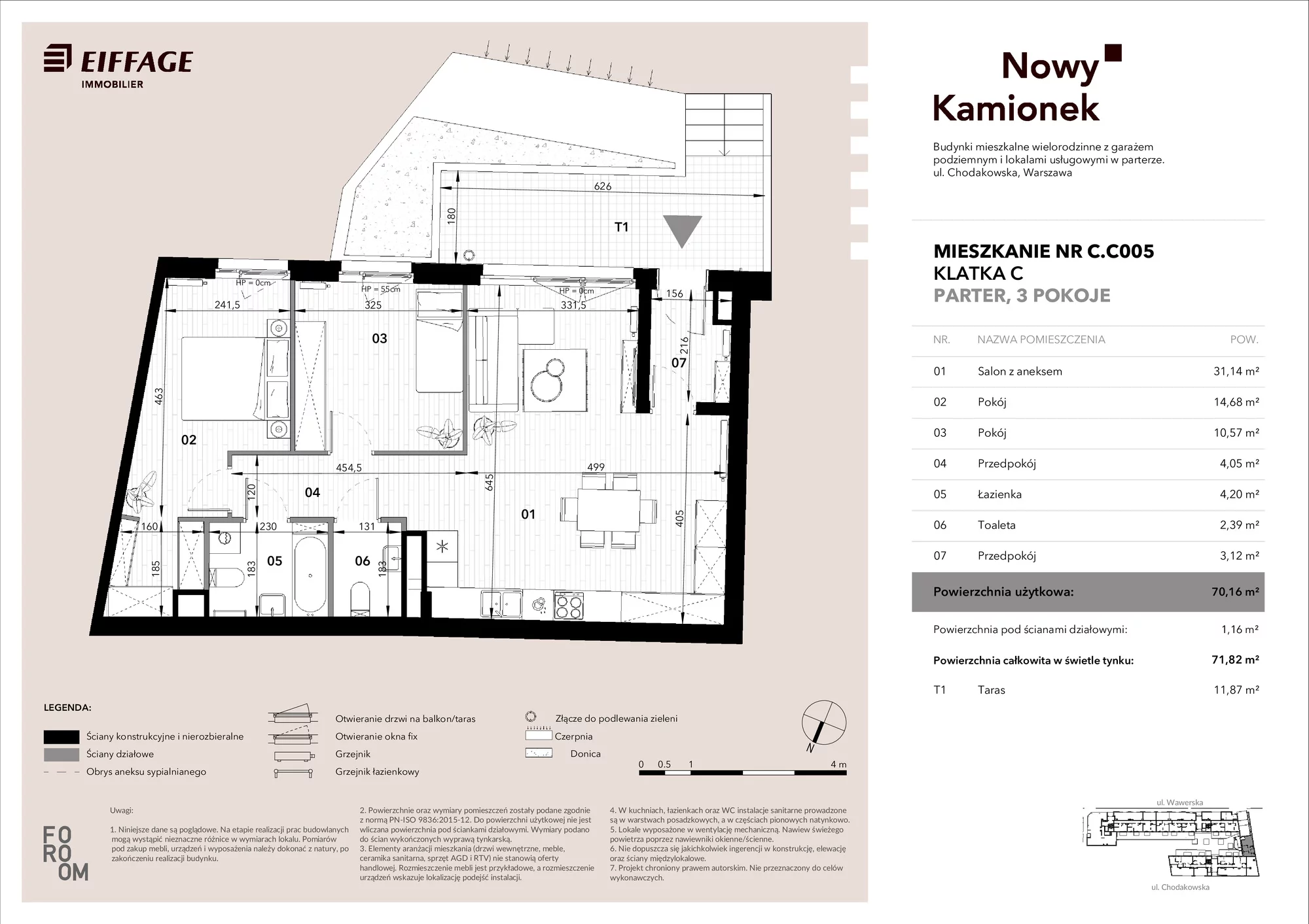 Mieszkanie 70,16 m², parter, oferta nr C.C005, Nowy Kamionek, Warszawa, Praga Południe, Kamionek, ul. Chodakowska