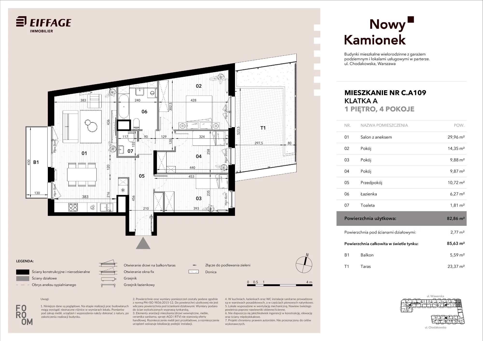 Mieszkanie 82,86 m², piętro 1, oferta nr C.A109, Nowy Kamionek, Warszawa, Praga Południe, Kamionek, ul. Chodakowska