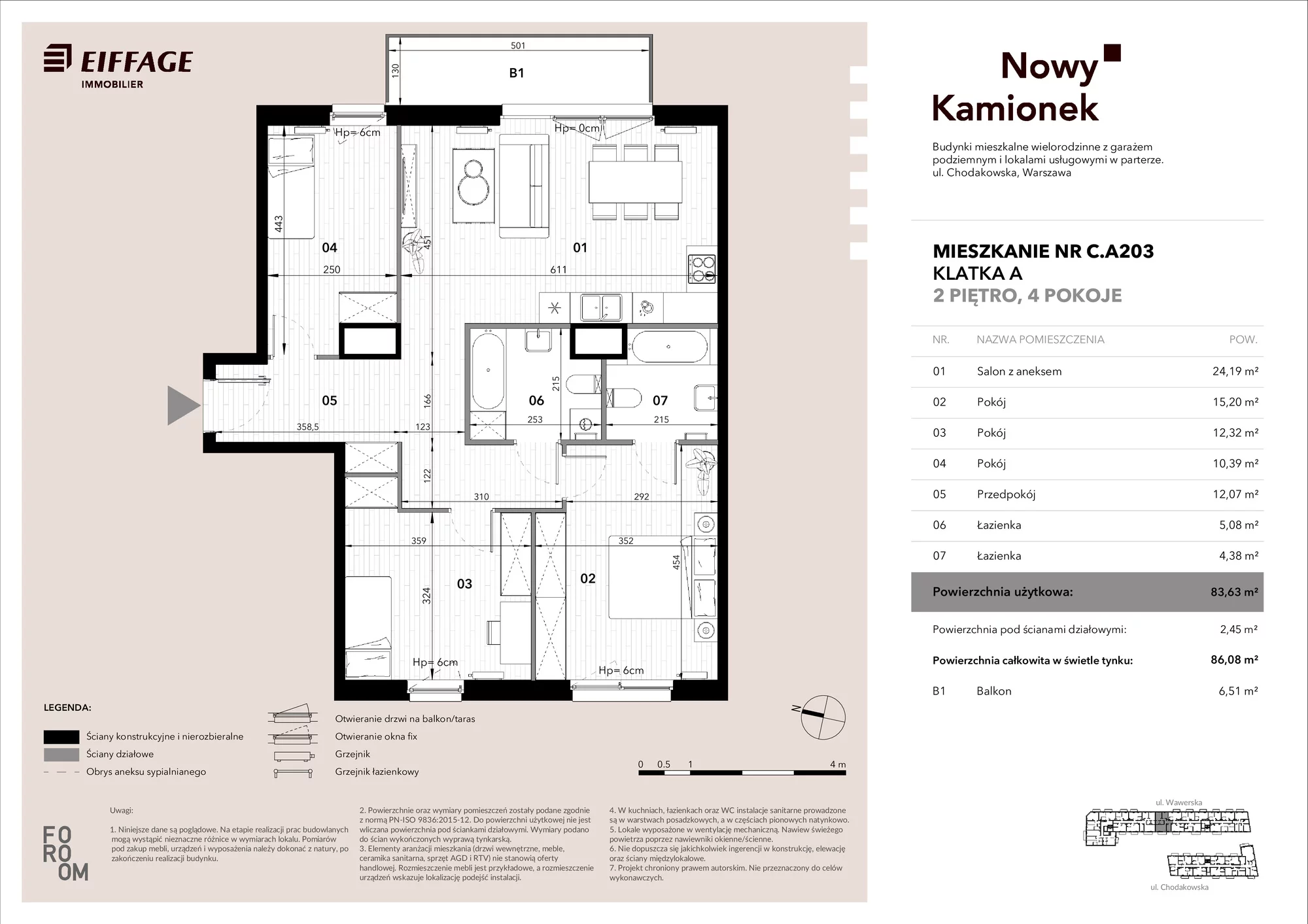 Mieszkanie 83,63 m², piętro 2, oferta nr C.A203, Nowy Kamionek, Warszawa, Praga Południe, Kamionek, ul. Chodakowska