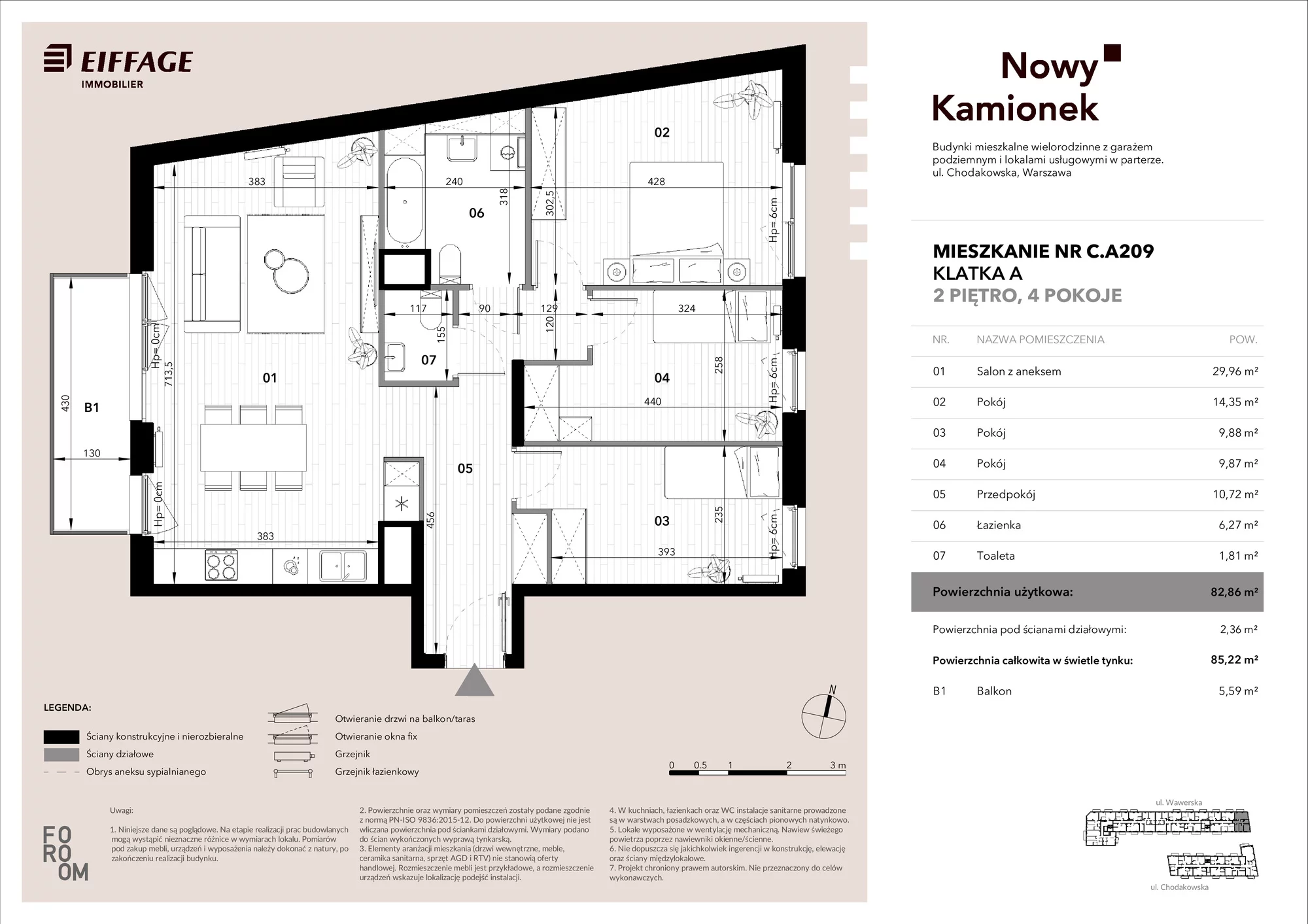 Mieszkanie 82,86 m², piętro 2, oferta nr C.A209, Nowy Kamionek, Warszawa, Praga Południe, Kamionek, ul. Chodakowska