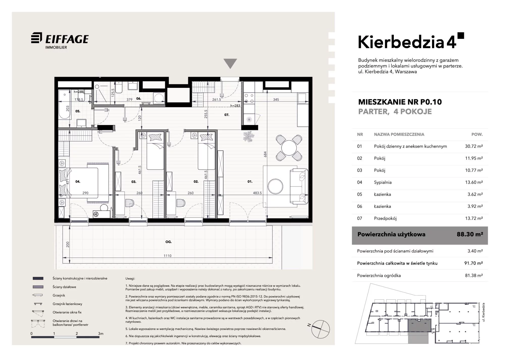 Apartament 88,30 m², parter, oferta nr P0.10, Kierbedzia 4, Warszawa, Mokotów, Sielce, ul. Kierbedzia 4