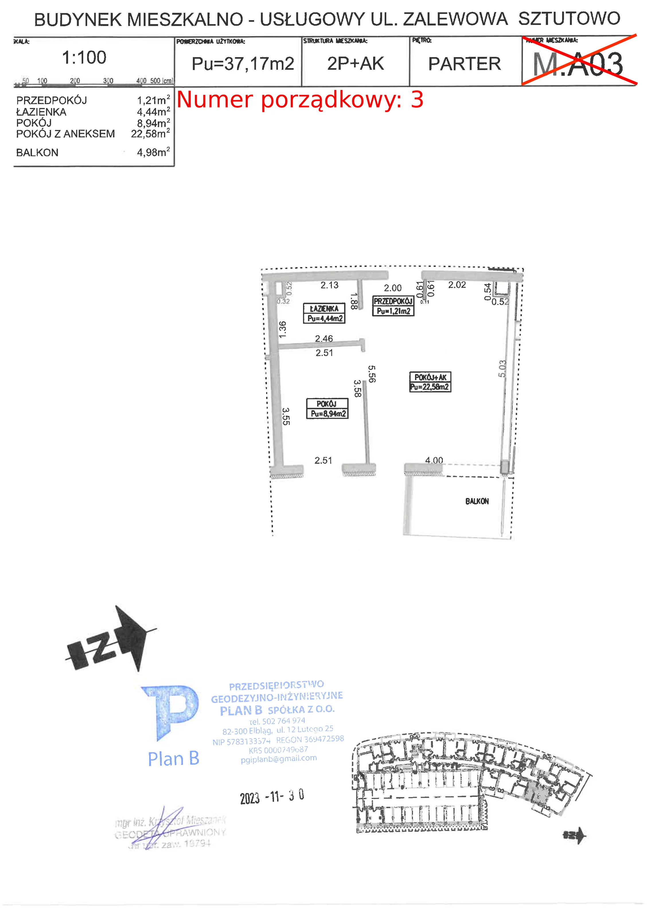 Apartament 37,17 m², parter, oferta nr M.A03, Perła Mierzei, Sztutowo, ul. Zalewowa