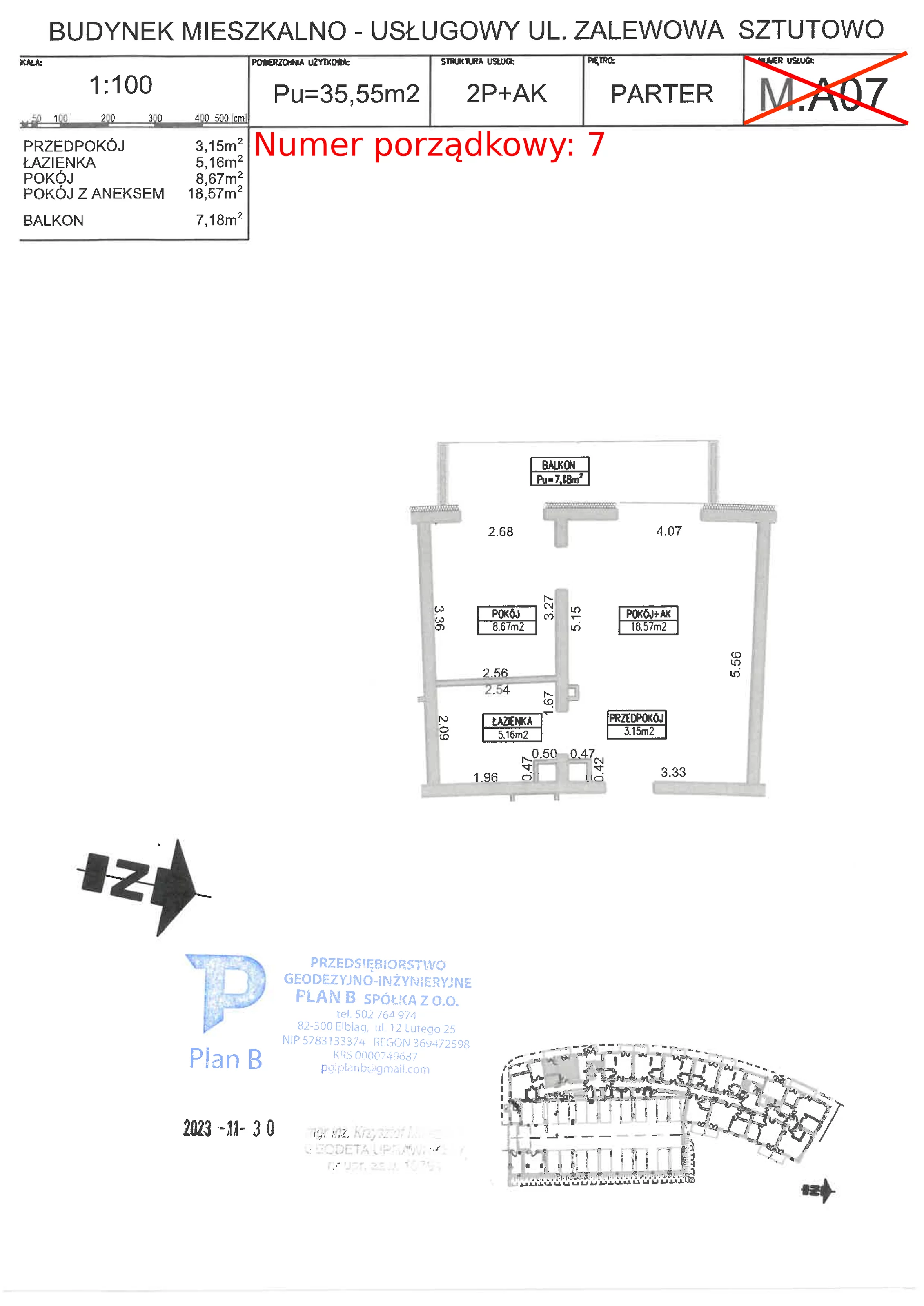 Apartament 35,55 m², parter, oferta nr M.A07, Perła Mierzei, Sztutowo, ul. Zalewowa