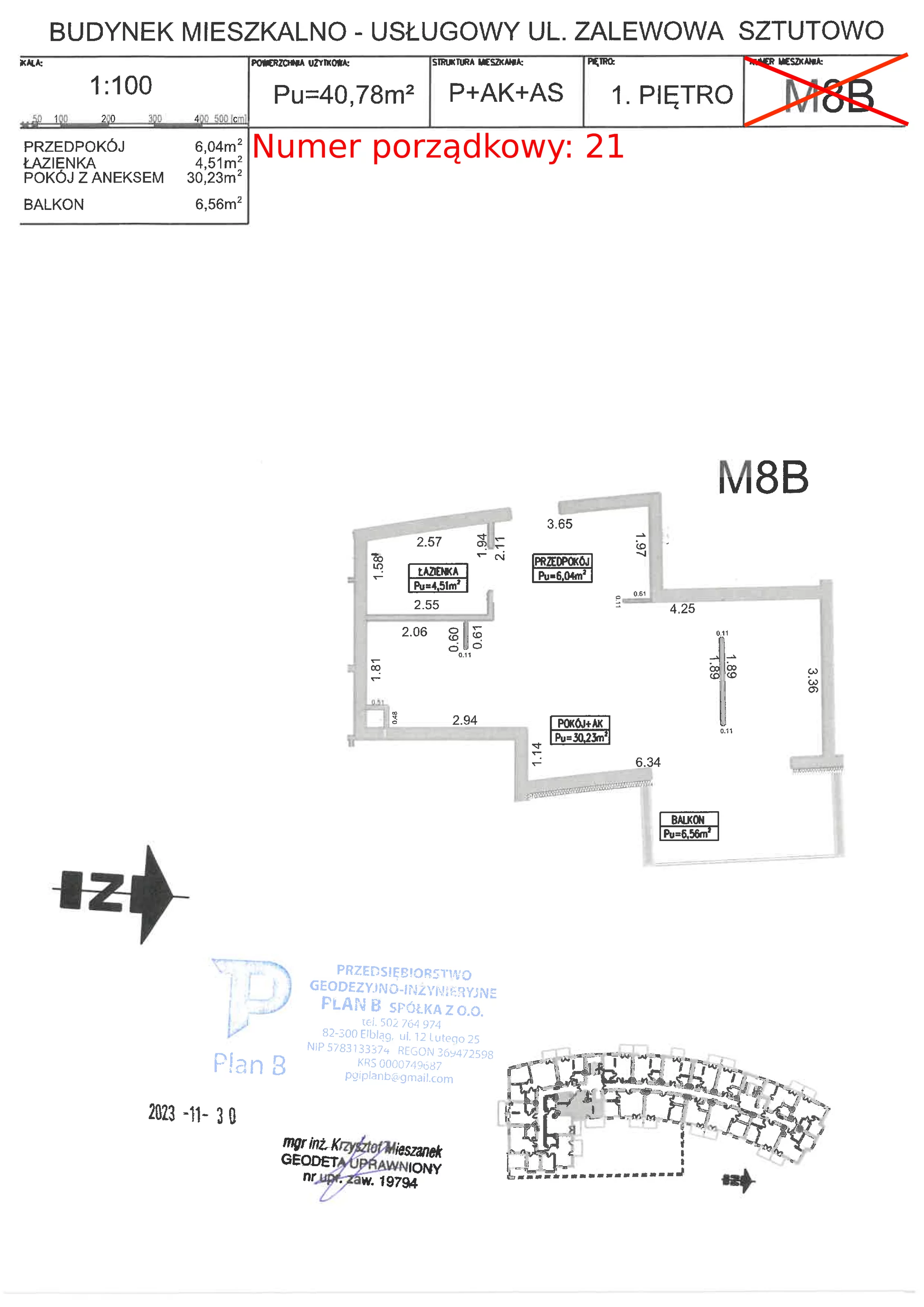 Apartament 40,78 m², piętro 1, oferta nr M.8B, Perła Mierzei, Sztutowo, ul. Zalewowa