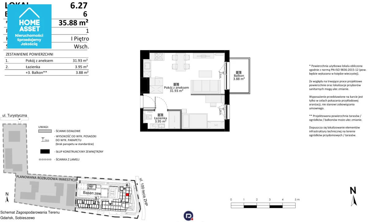 2 pokoje, mieszkanie 35,99 m², piętro 1, oferta nr , HS569363, Gdańsk, 100-Lecia Związku Harcerstwa Polskiego