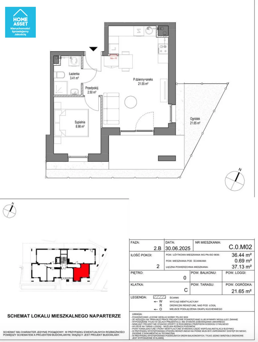 2 pokoje, mieszkanie 36,44 m², parter, oferta nr , HS836739, Gdańsk, Zaspa, Leszczyńskich