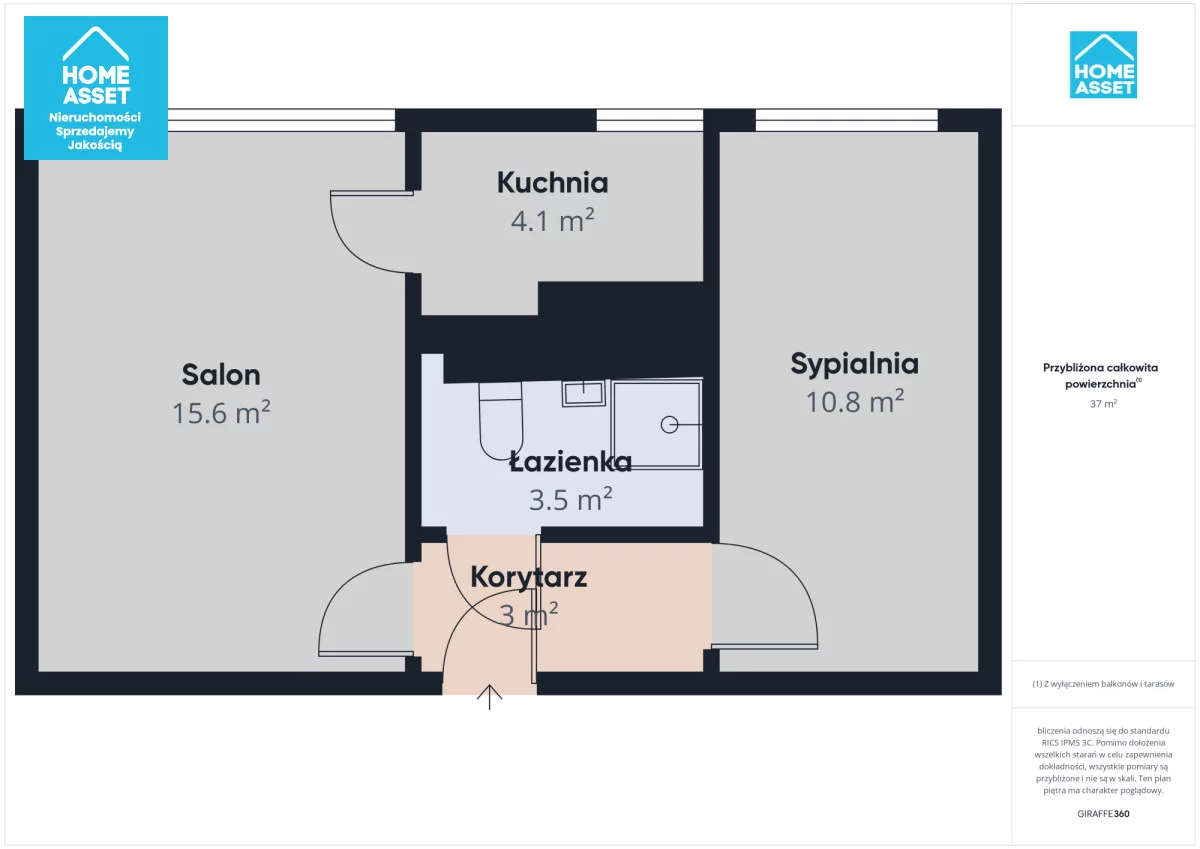 2 pokoje, mieszkanie 37,00 m², piętro 4, oferta nr , HS424060, Wejherowo, Strzelecka