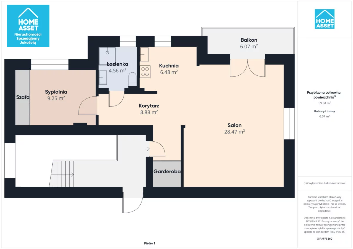 2 pokoje, mieszkanie 59,84 m², piętro 2, oferta nr , HS455217, Bolszewo, Tęczowa