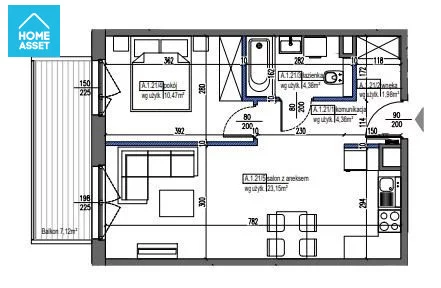 Mieszkanie na sprzedaż, 44,34 m², 2 pokoje, 1 piętro, oferta nr HS967660