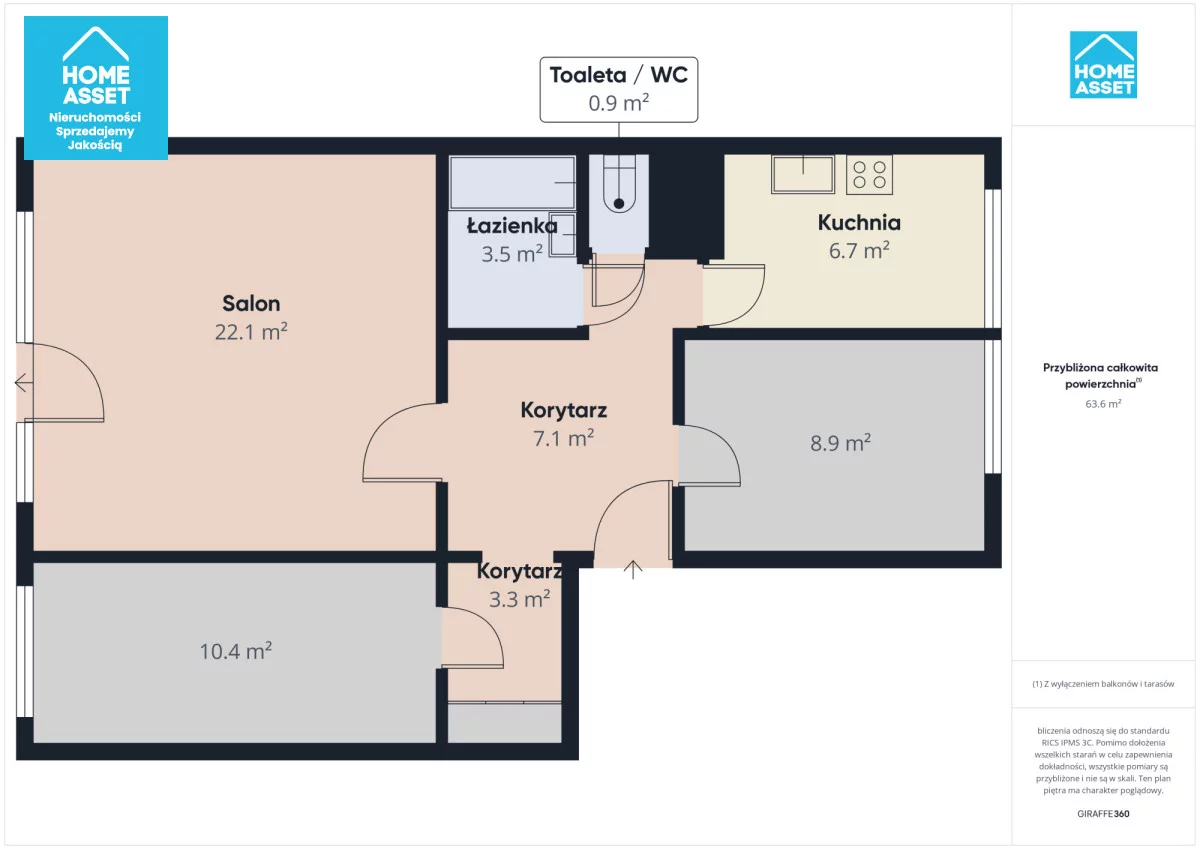 3 pokoje, mieszkanie 63,50 m², piętro 1, oferta nr , HS774865, Gdańsk, Henryka Arctowskiego