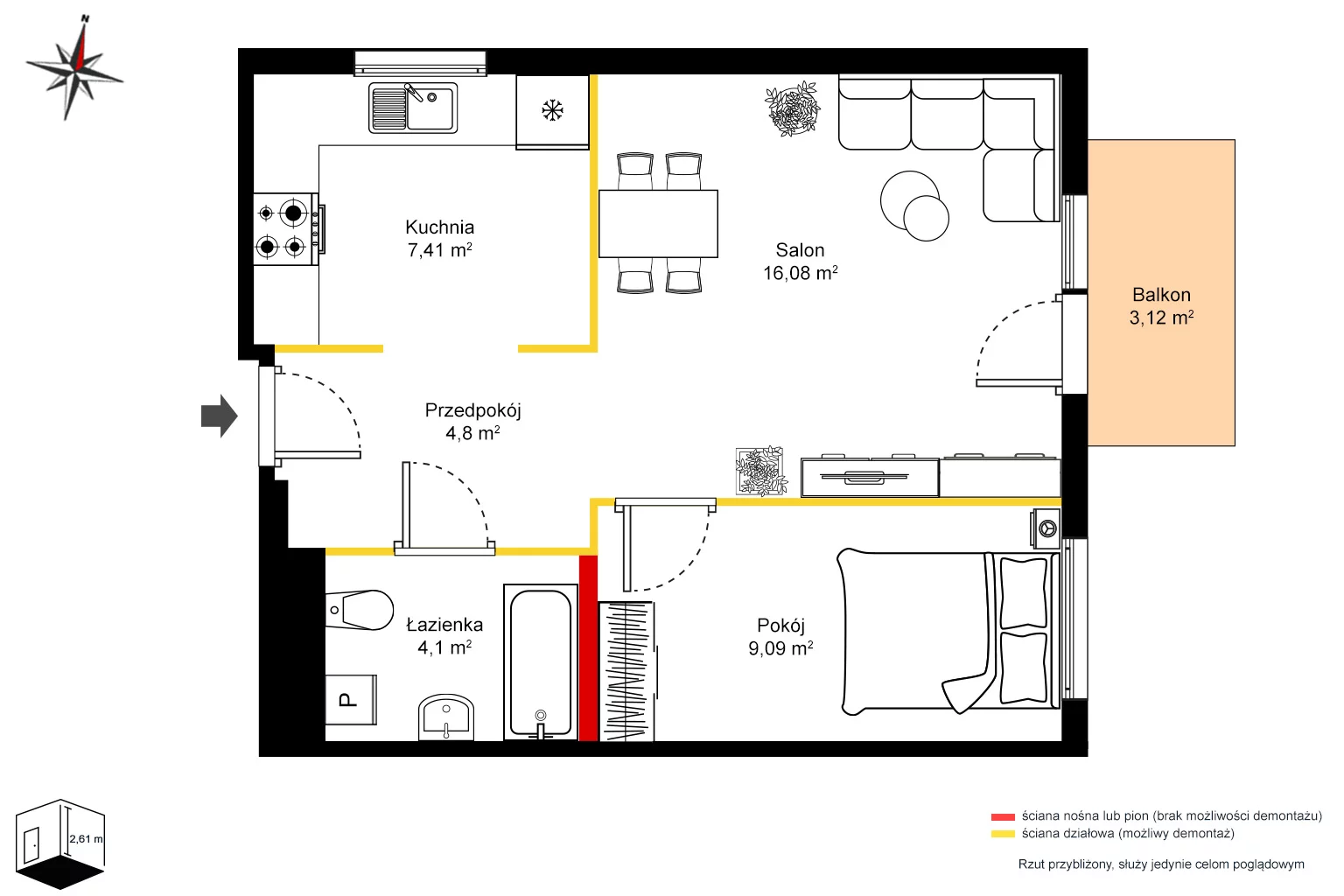 2 pokoje, mieszkanie 41,56 m², piętro 1, oferta nr , 10281945, Warszawa, Białołęka, Grodzisk, Podłużna 32