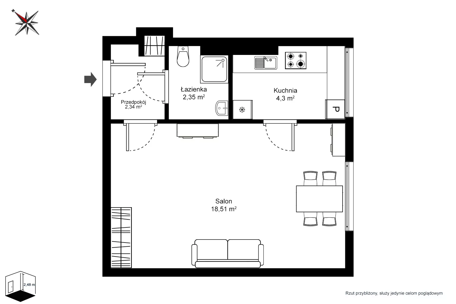 1 pokój, mieszkanie 27,60 m², piętro 1, oferta nr , 10256882, Żyrardów, Mireckiego 97