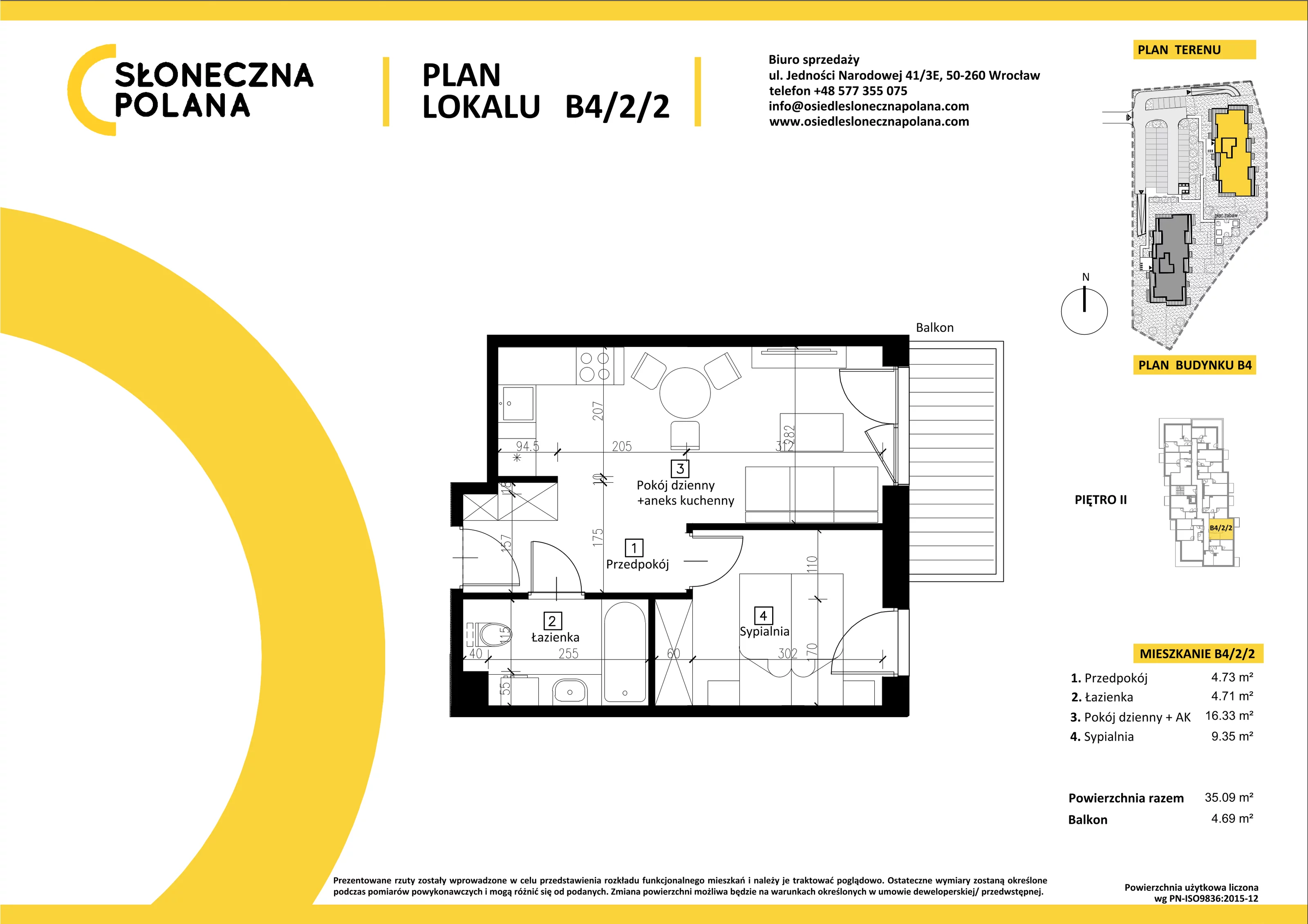 Mieszkanie 35,09 m², piętro 2, oferta nr B4/2/2, Słoneczna Polana, Kudowa-Zdrój, ul. Bluszczowa