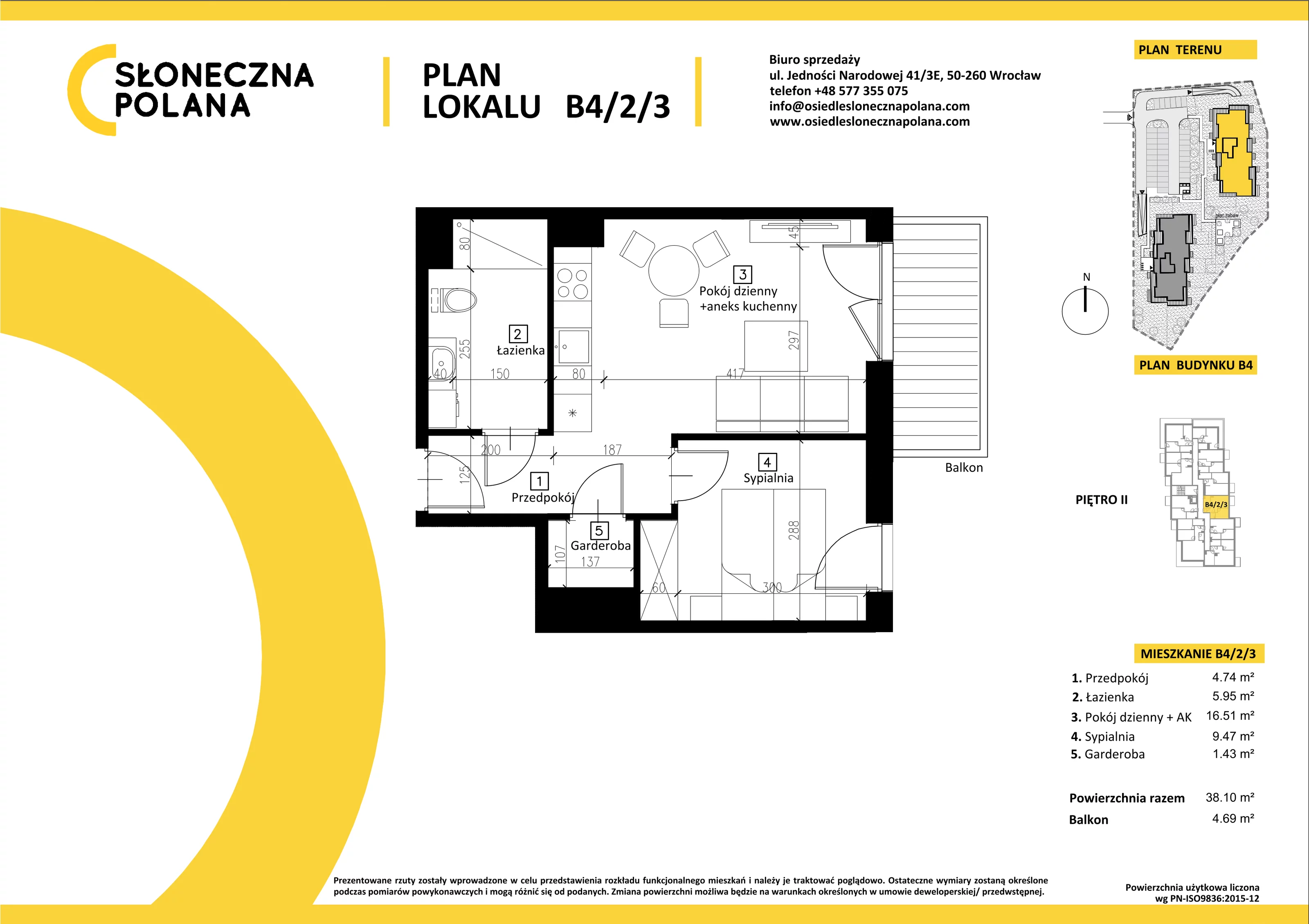 Mieszkanie 38,10 m², piętro 2, oferta nr B4/2/3, Słoneczna Polana, Kudowa-Zdrój, ul. Bluszczowa