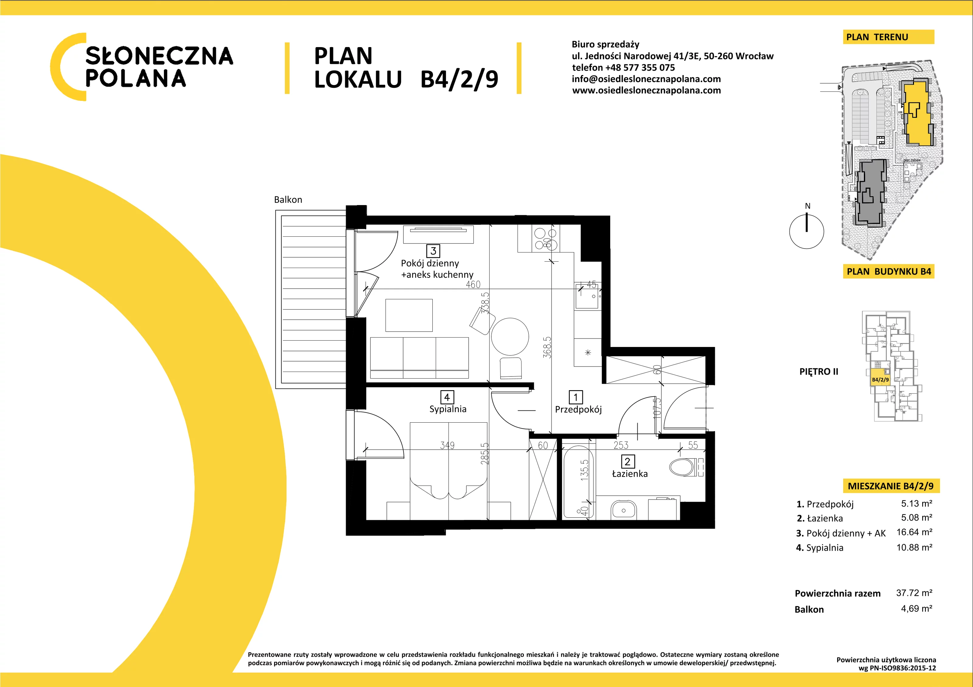 Mieszkanie 37,72 m², piętro 2, oferta nr B4/2/9, Słoneczna Polana, Kudowa-Zdrój, ul. Bluszczowa