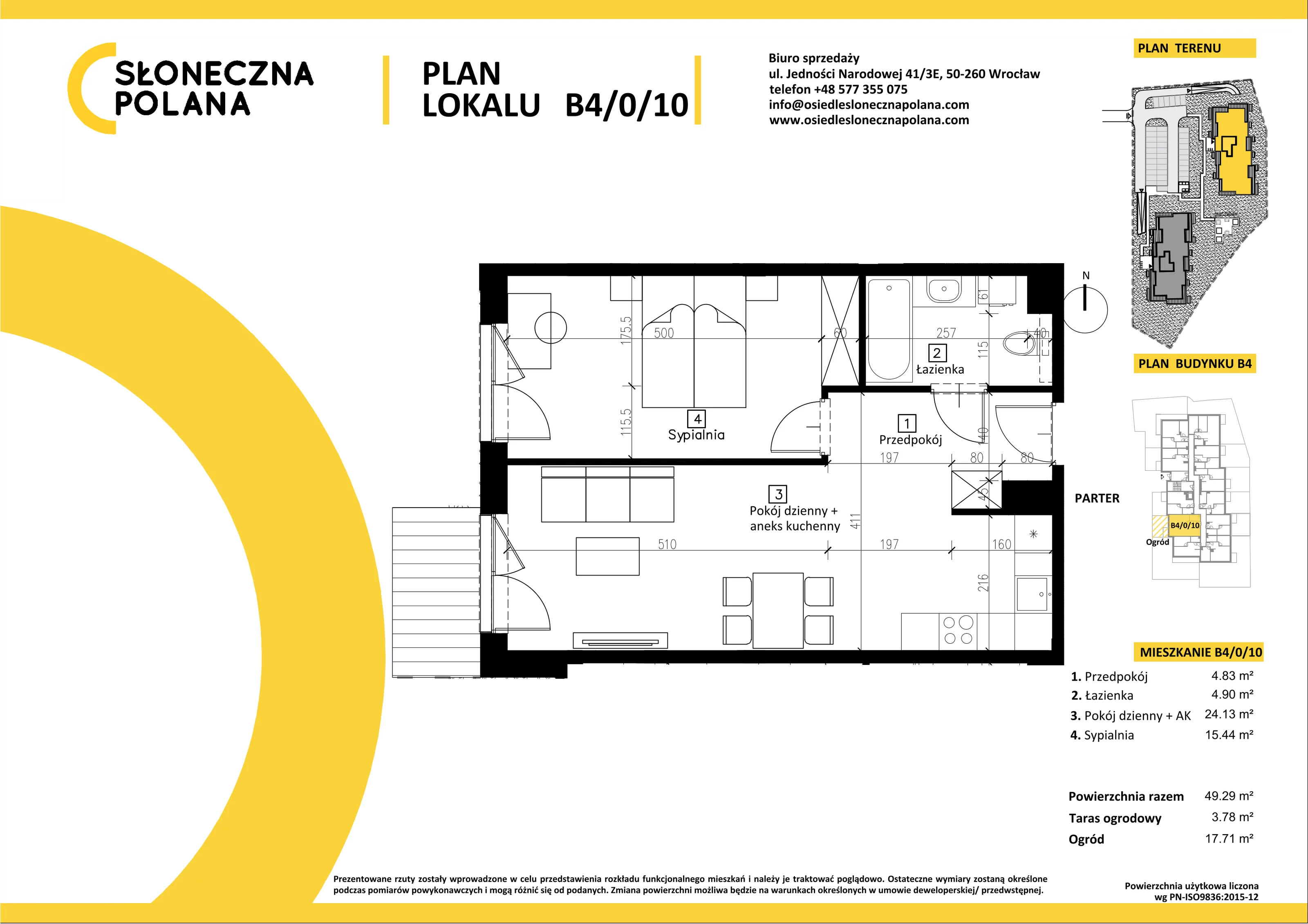 Mieszkanie 49,29 m², parter, oferta nr B4/0/10, Słoneczna Polana, Kudowa-Zdrój, ul. Bluszczowa