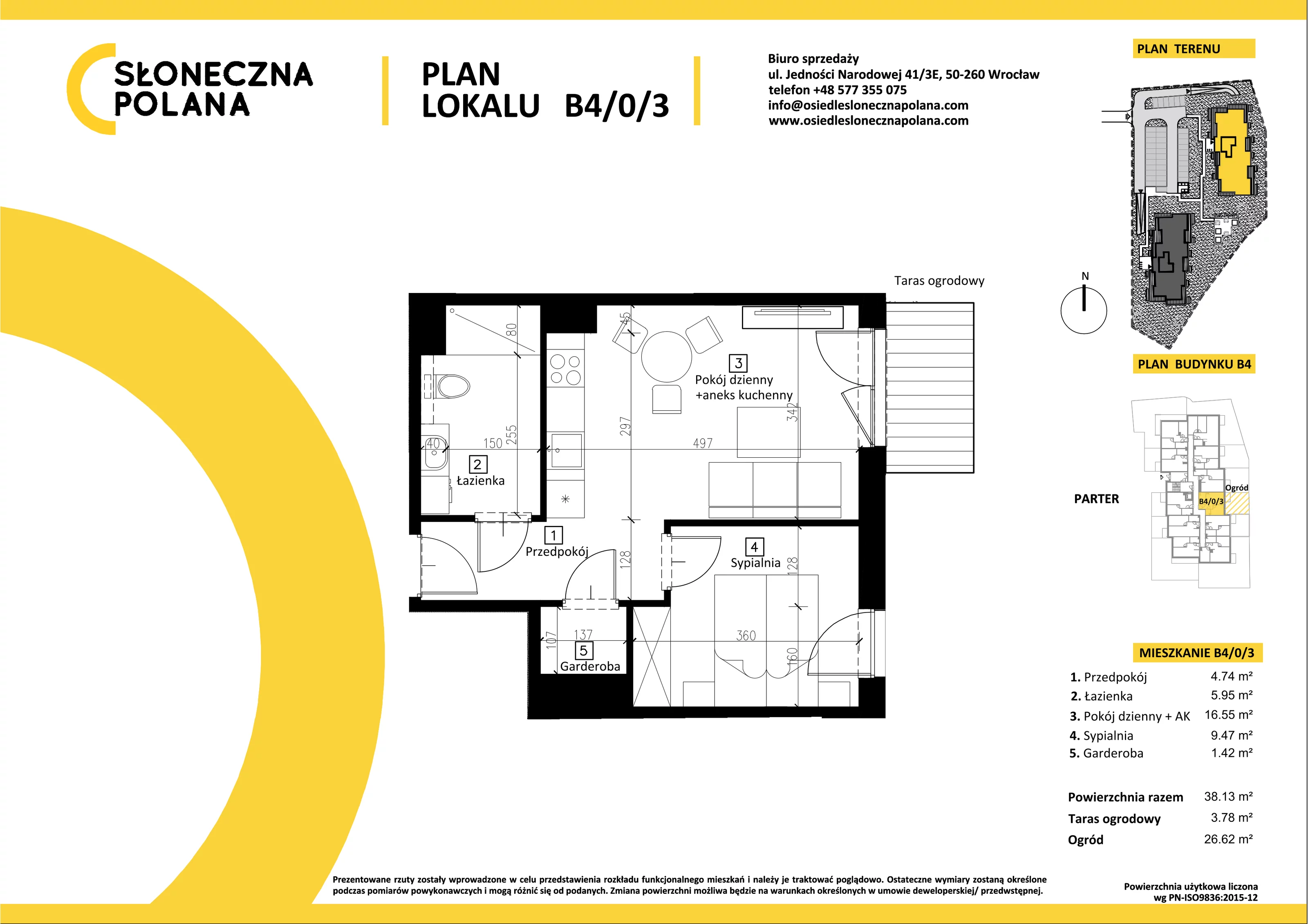 Mieszkanie 38,13 m², parter, oferta nr B4/0/3, Słoneczna Polana, Kudowa-Zdrój, ul. Bluszczowa