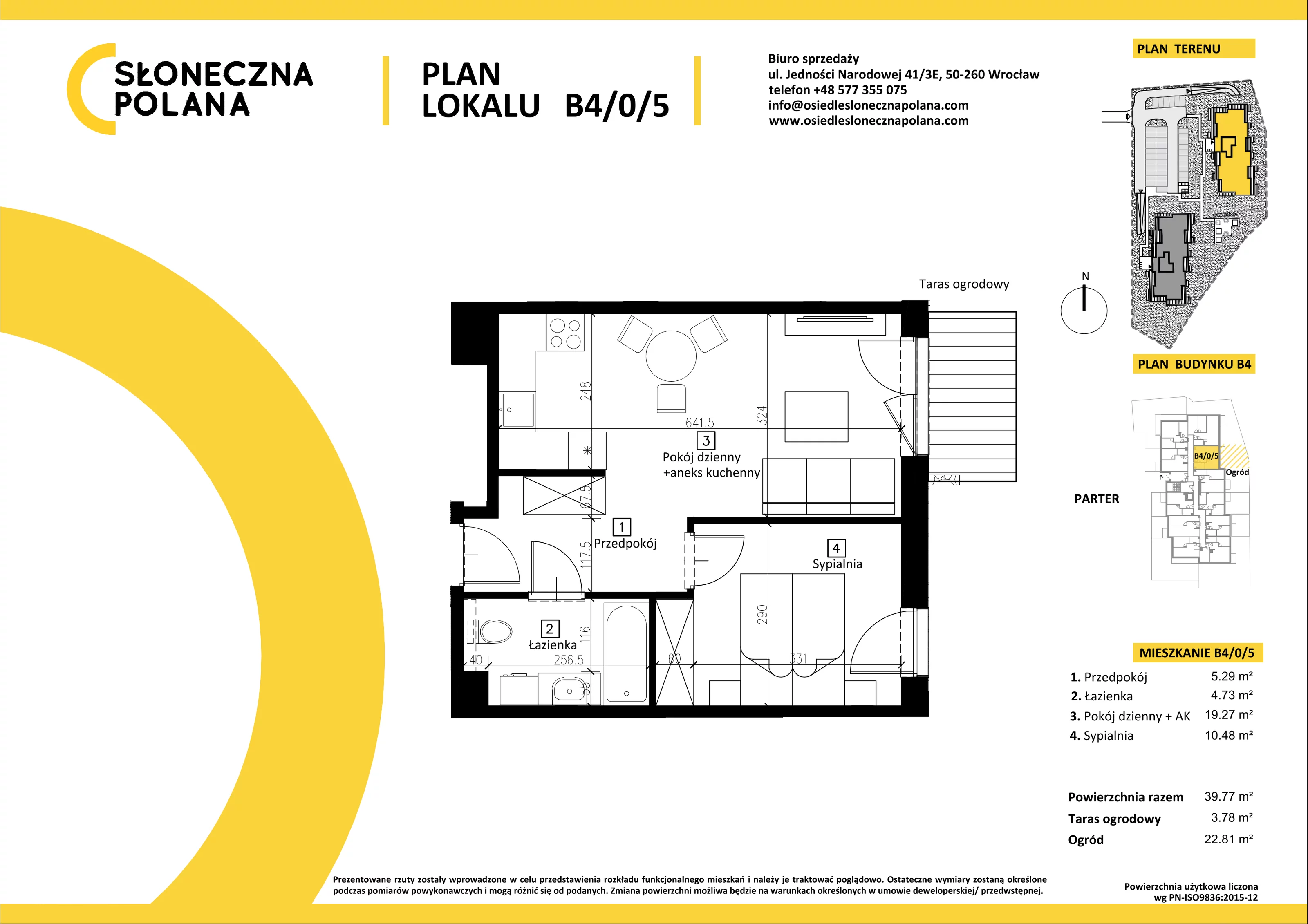 Mieszkanie 39,77 m², parter, oferta nr B4/0/5, Słoneczna Polana, Kudowa-Zdrój, ul. Bluszczowa