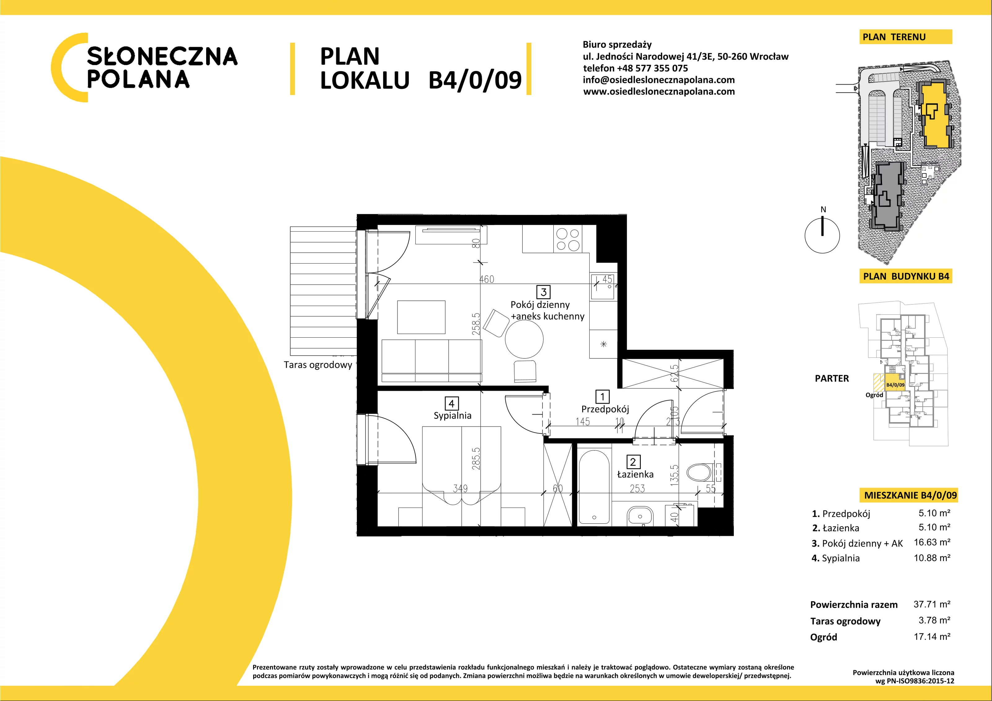 Mieszkanie 37,71 m², parter, oferta nr B4/0/9, Słoneczna Polana, Kudowa-Zdrój, ul. Bluszczowa