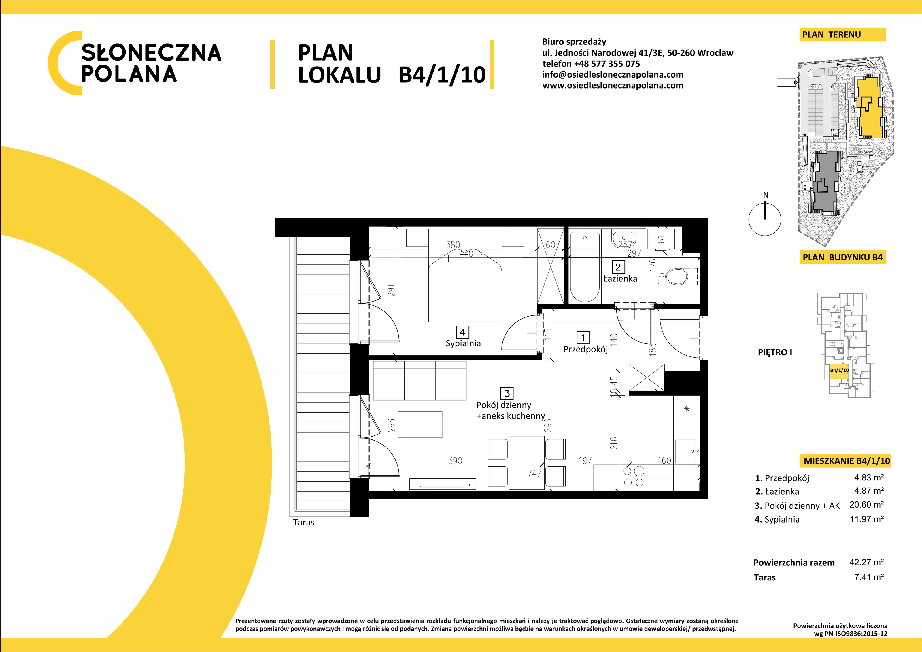 Mieszkanie 42,27 m², piętro 1, oferta nr B4/1/10, Słoneczna Polana, Kudowa-Zdrój, ul. Bluszczowa