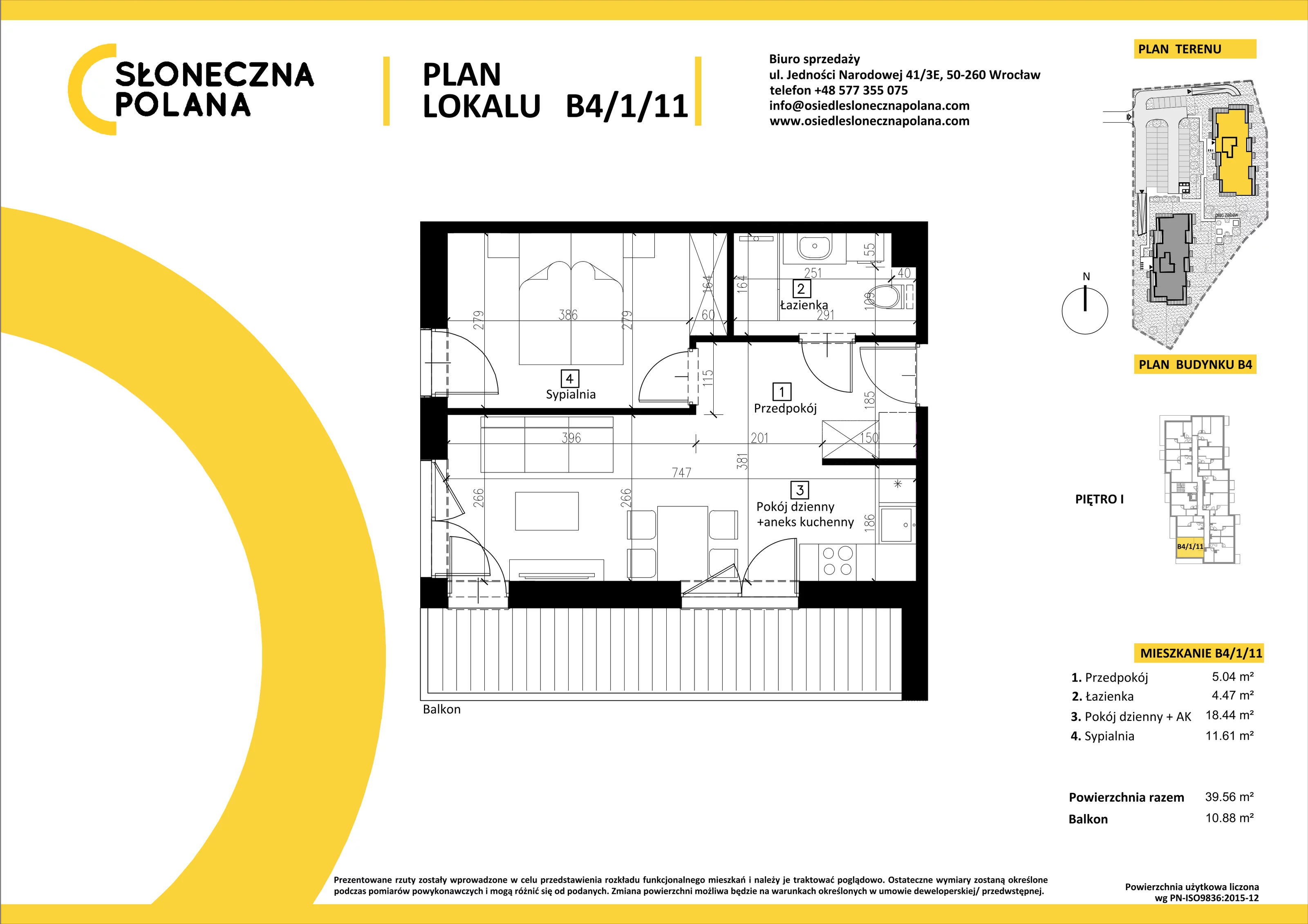 Mieszkanie 39,56 m², piętro 1, oferta nr B4/1/11, Słoneczna Polana, Kudowa-Zdrój, ul. Bluszczowa