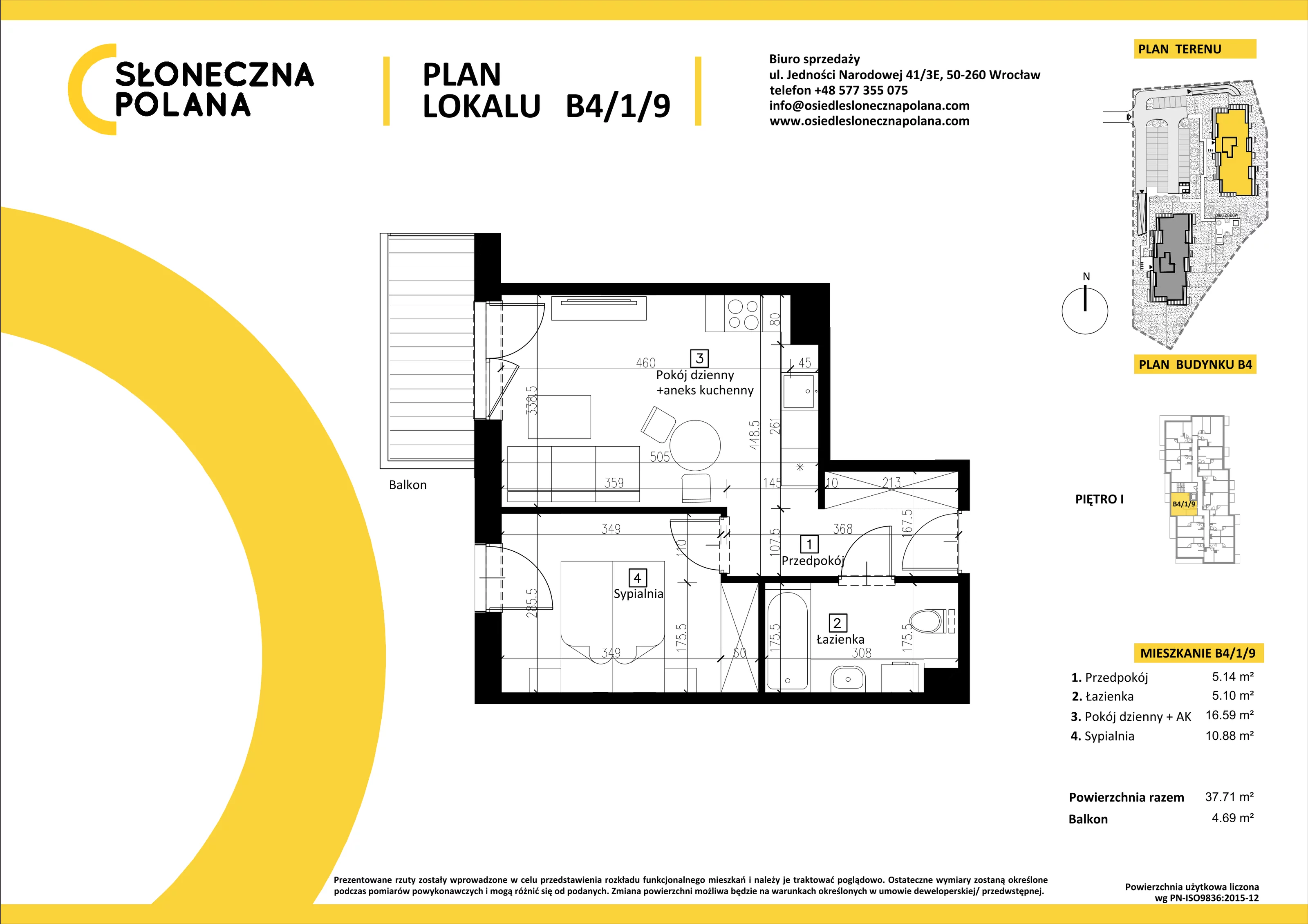 Mieszkanie 37,71 m², piętro 1, oferta nr B4/1/9, Słoneczna Polana, Kudowa-Zdrój, ul. Bluszczowa