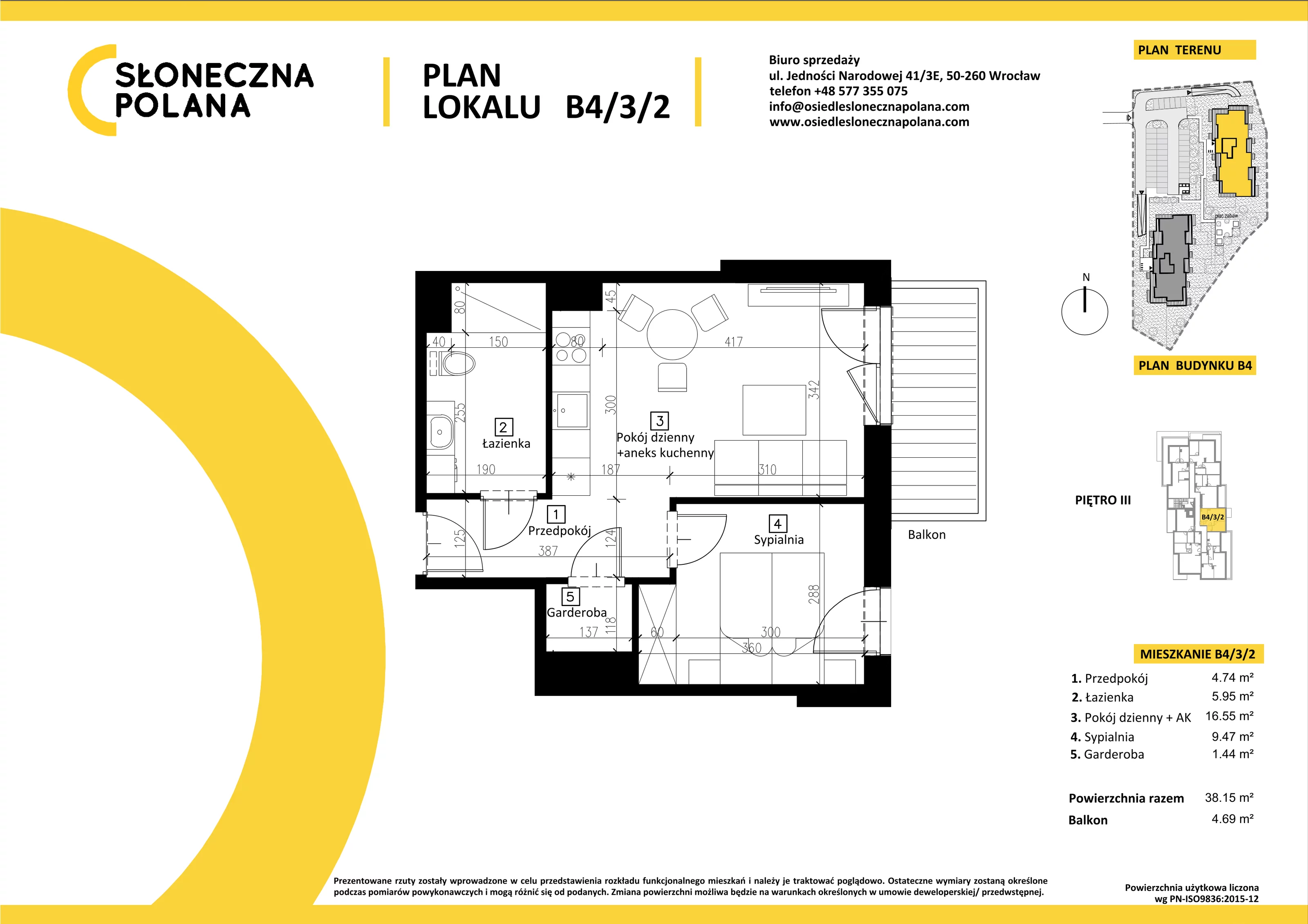 Mieszkanie 38,15 m², piętro 3, oferta nr B4/3/2, Słoneczna Polana, Kudowa-Zdrój, ul. Bluszczowa