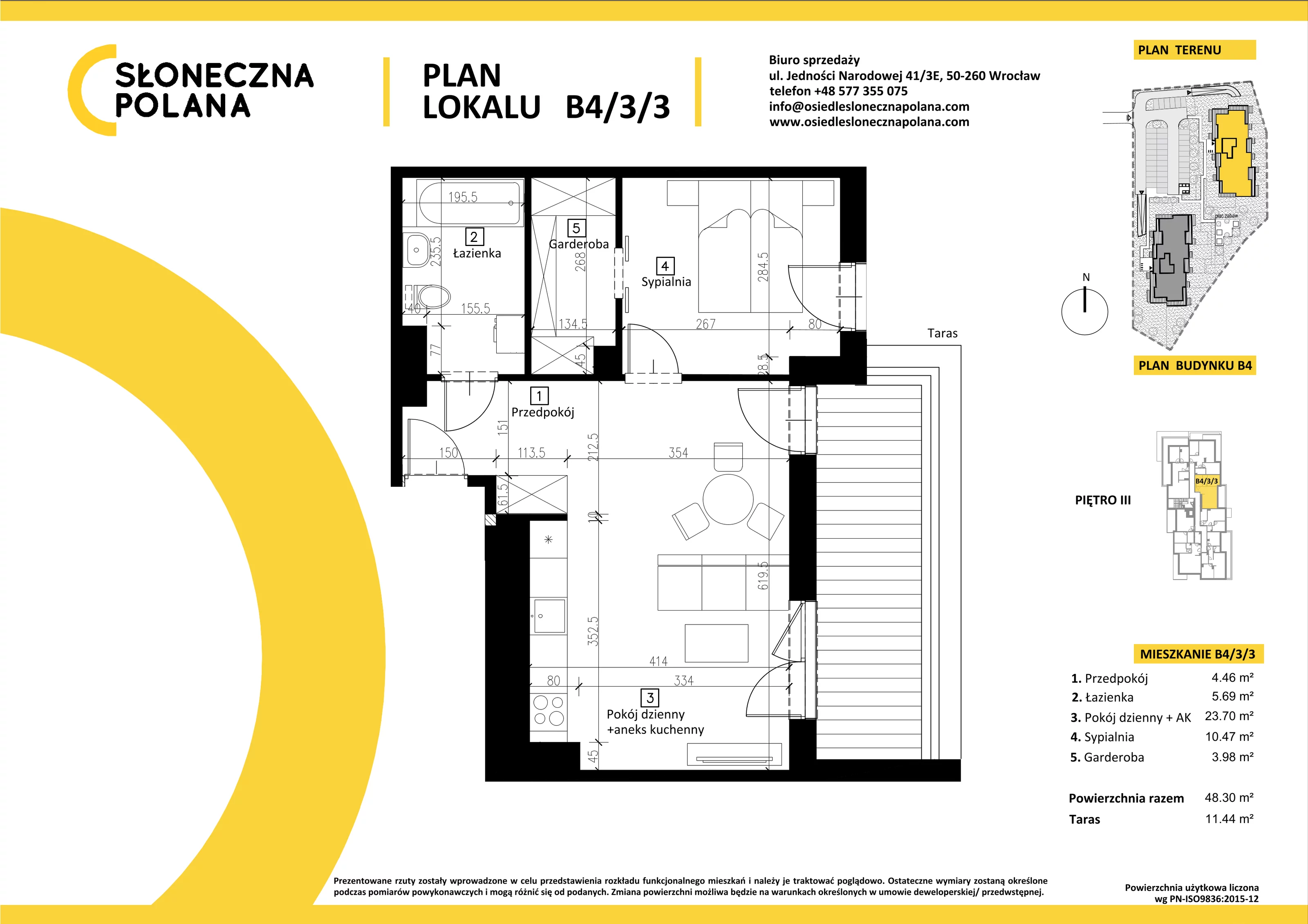 Mieszkanie 48,30 m², piętro 3, oferta nr B4/3/3, Słoneczna Polana, Kudowa-Zdrój, ul. Bluszczowa