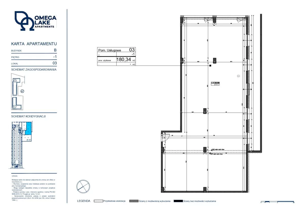 Lokal użytkowy 180,34 m², oferta nr B-U3, Omega Lake Apartaments - lokale użytkowe, Olsztyn, ul. Sielska 4