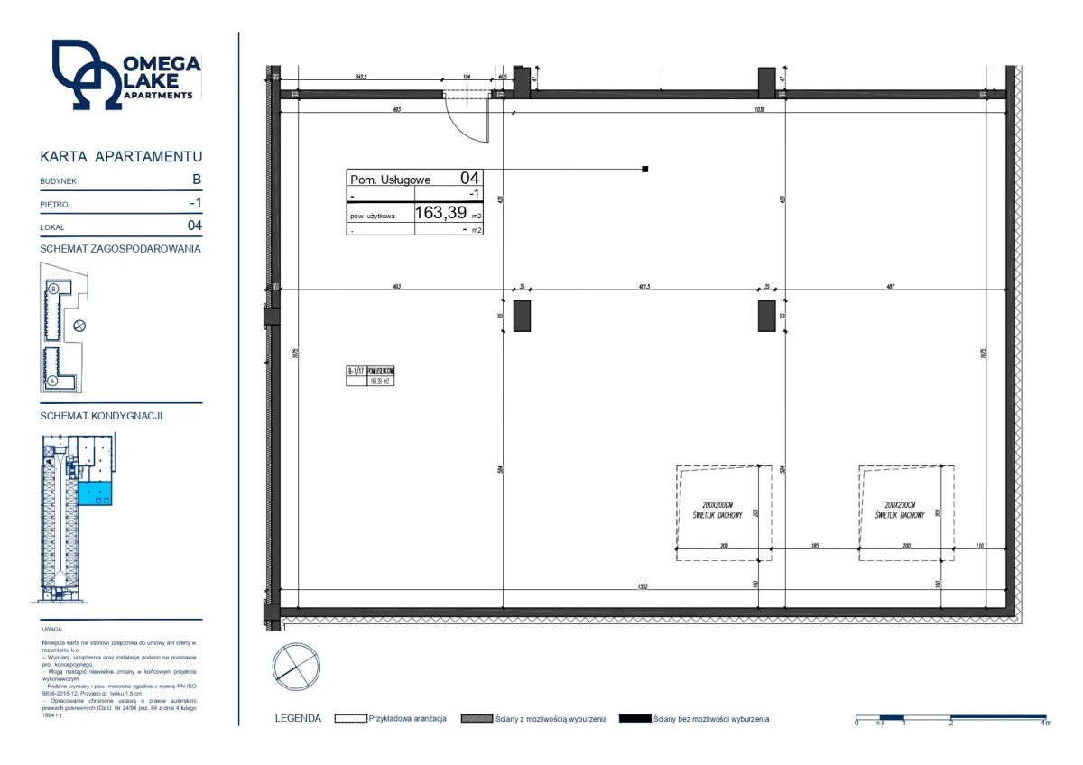 Lokal użytkowy 163,39 m², oferta nr B-U4, Omega Lake Apartaments - lokale użytkowe, Olsztyn, ul. Sielska 4
