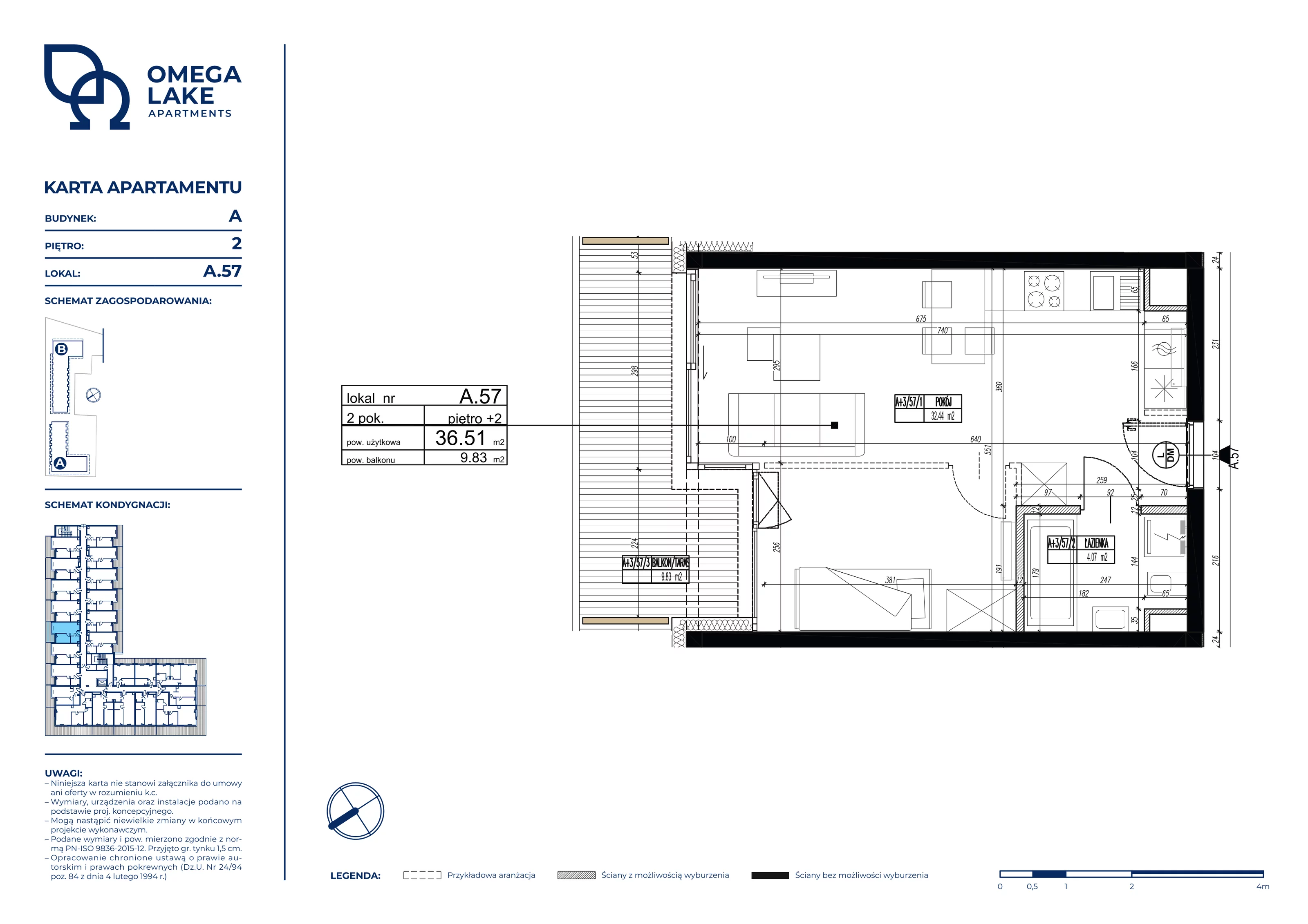 Apartament 36,51 m², piętro 2, oferta nr 2/57/, Omega Lake Apartaments, Olsztyn, Dajtki, ul. Sielska 4