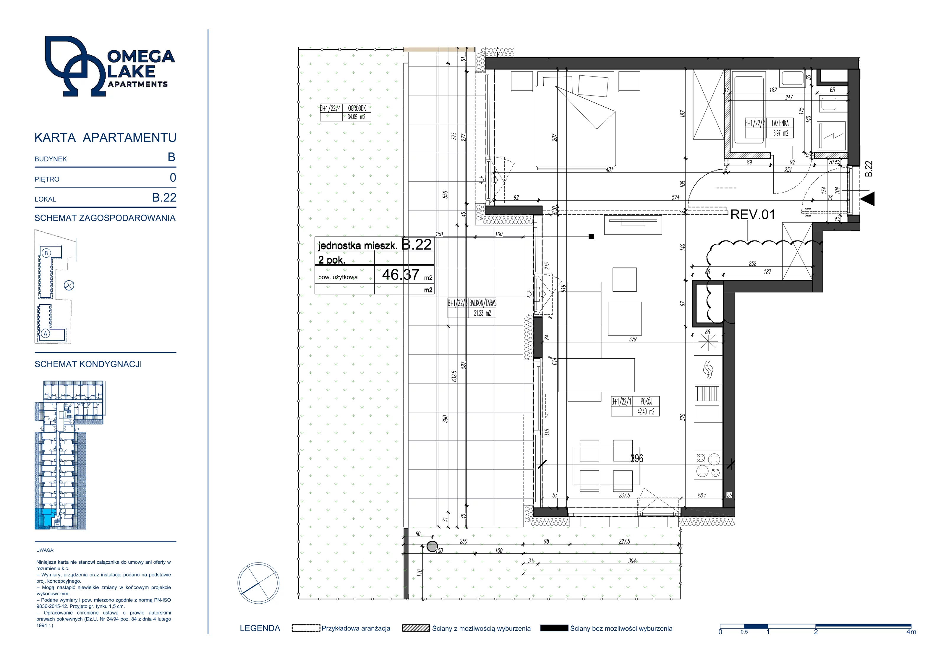 Apartament 46,37 m², parter, oferta nr 0/22/, Omega Lake Apartaments, Olsztyn, Dajtki, ul. Sielska 4