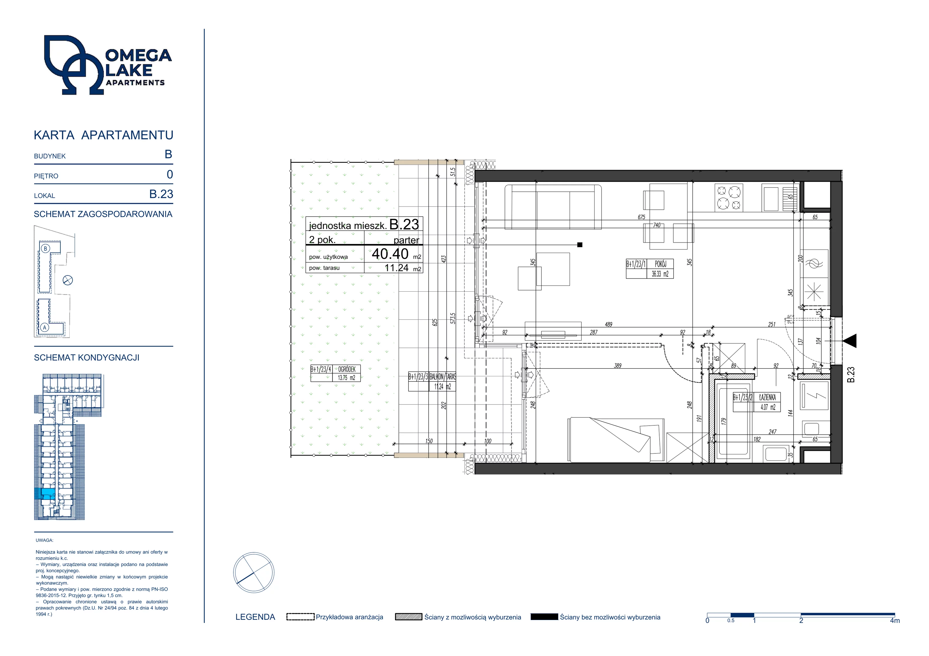 Apartament 40,40 m², parter, oferta nr 0/23/, Omega Lake Apartaments, Olsztyn, Dajtki, ul. Sielska 4