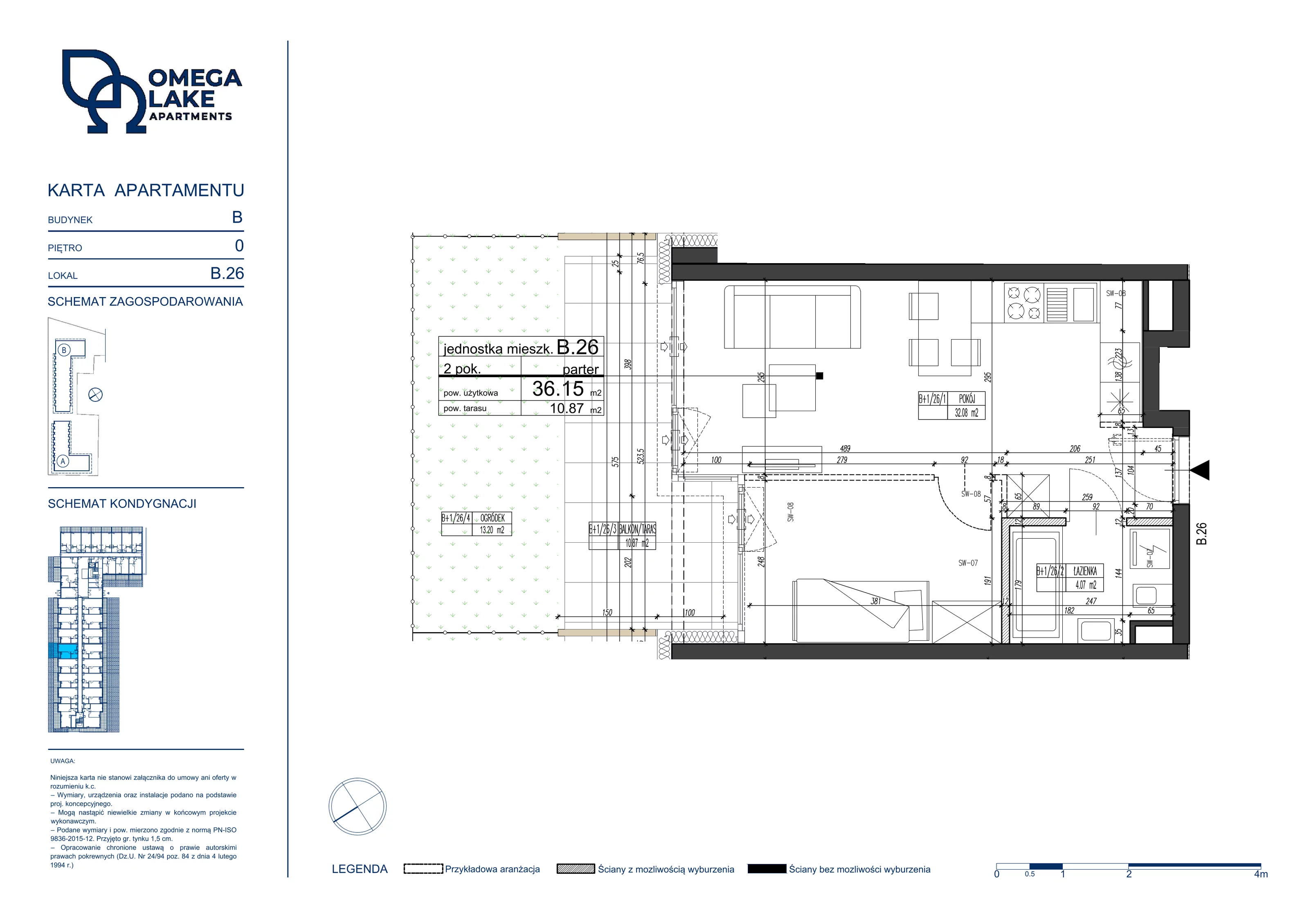 Apartament 36,15 m², parter, oferta nr 0/26/, Omega Lake Apartaments, Olsztyn, Dajtki, ul. Sielska 4