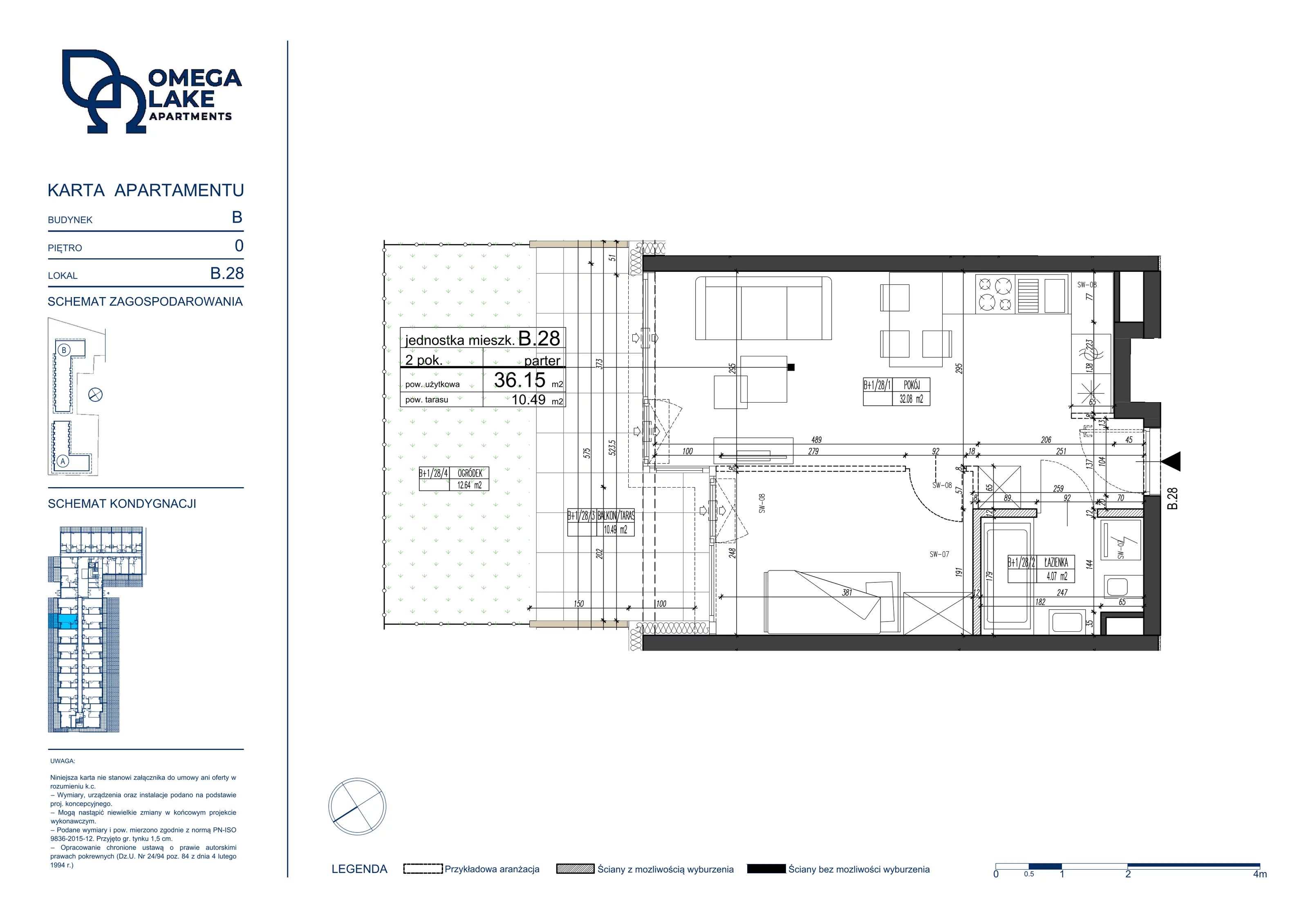 Apartament 36,15 m², parter, oferta nr 0/28/, Omega Lake Apartaments, Olsztyn, Dajtki, ul. Sielska 4