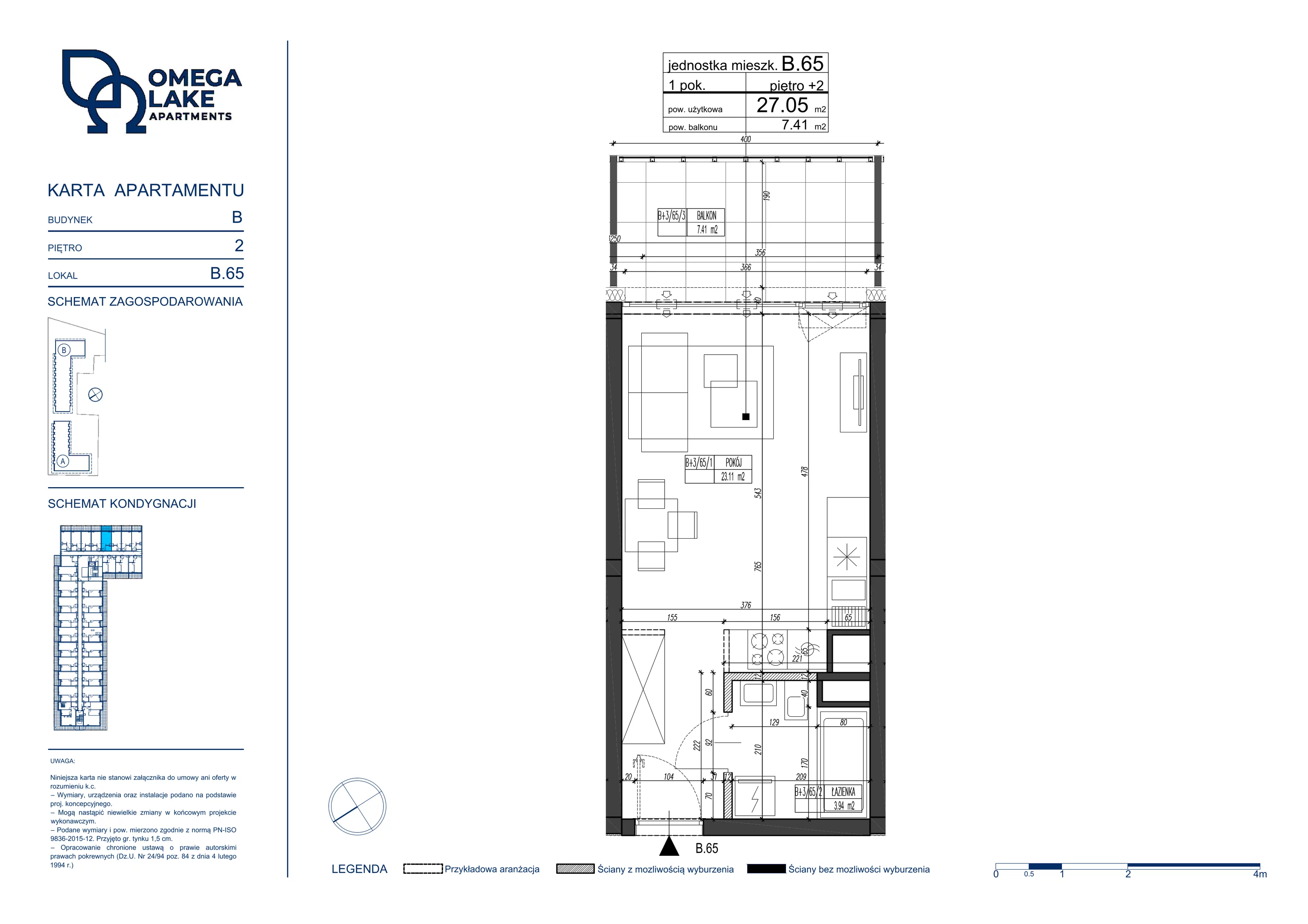 Apartament 27,05 m², piętro 2, oferta nr 2/65/, Omega Lake Apartaments, Olsztyn, ul. Sielska 4