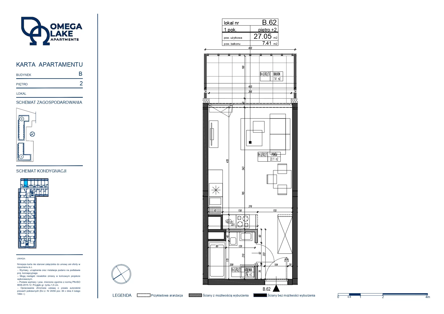 Apartament 27,05 m², piętro 2, oferta nr 2/62/, Omega Lake Apartaments, Olsztyn, Dajtki, ul. Sielska 4