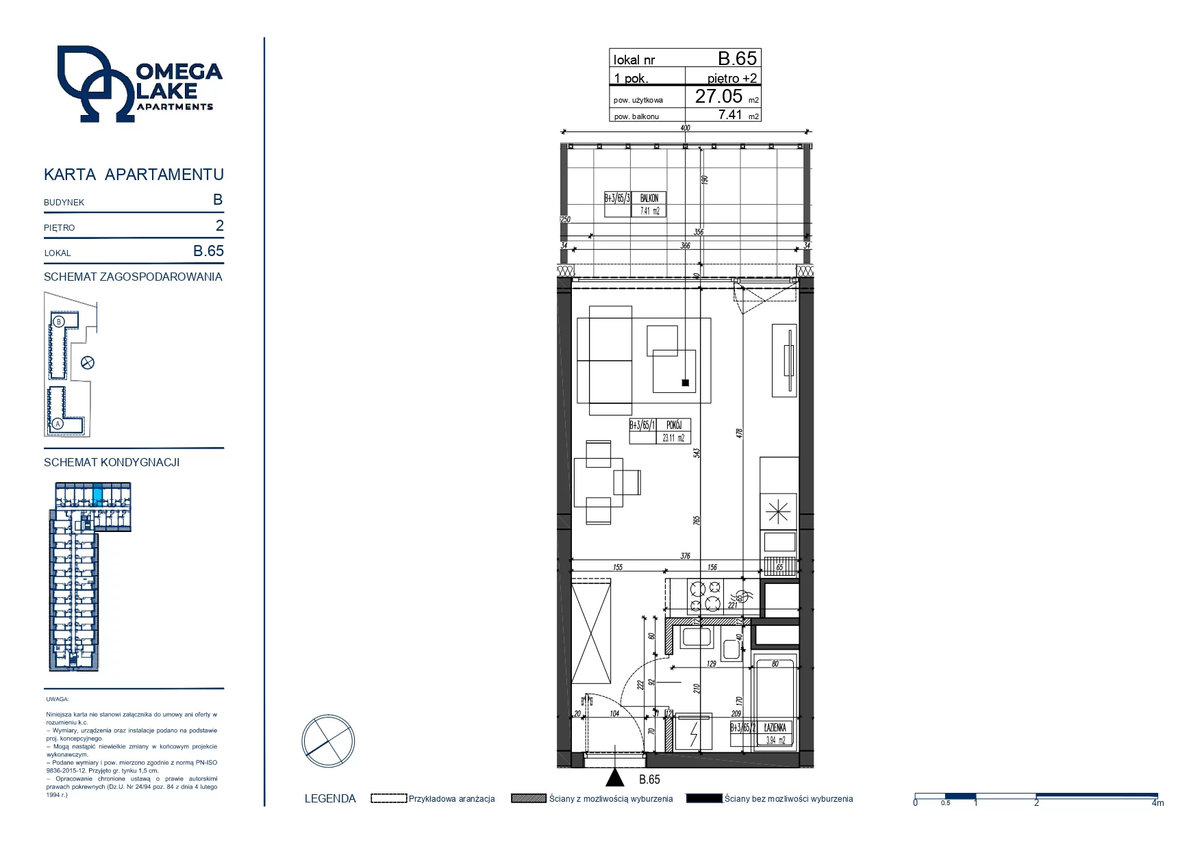 Apartament 27,05 m², piętro 2, oferta nr 2/65/, Omega Lake Apartaments, Olsztyn, Dajtki, ul. Sielska 4