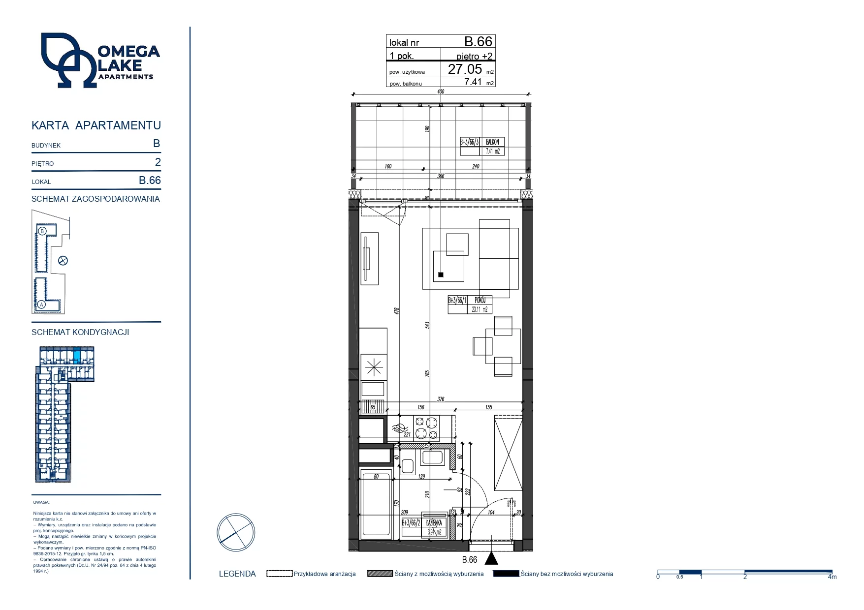 Apartament 27,05 m², piętro 2, oferta nr 2/66/, Omega Lake Apartaments, Olsztyn, Dajtki, ul. Sielska 4