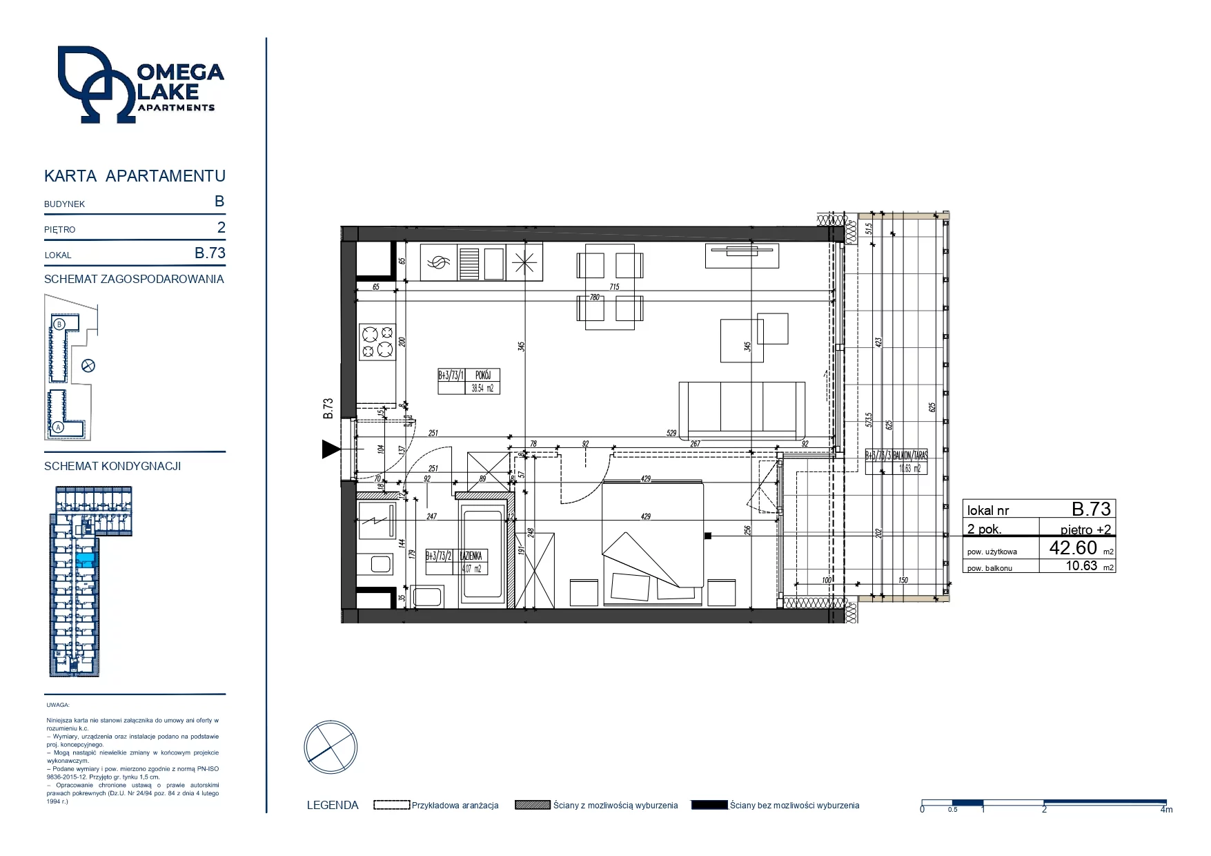 Apartament 42,60 m², piętro 2, oferta nr 2/73/, Omega Lake Apartaments, Olsztyn, Dajtki, ul. Sielska 4-idx